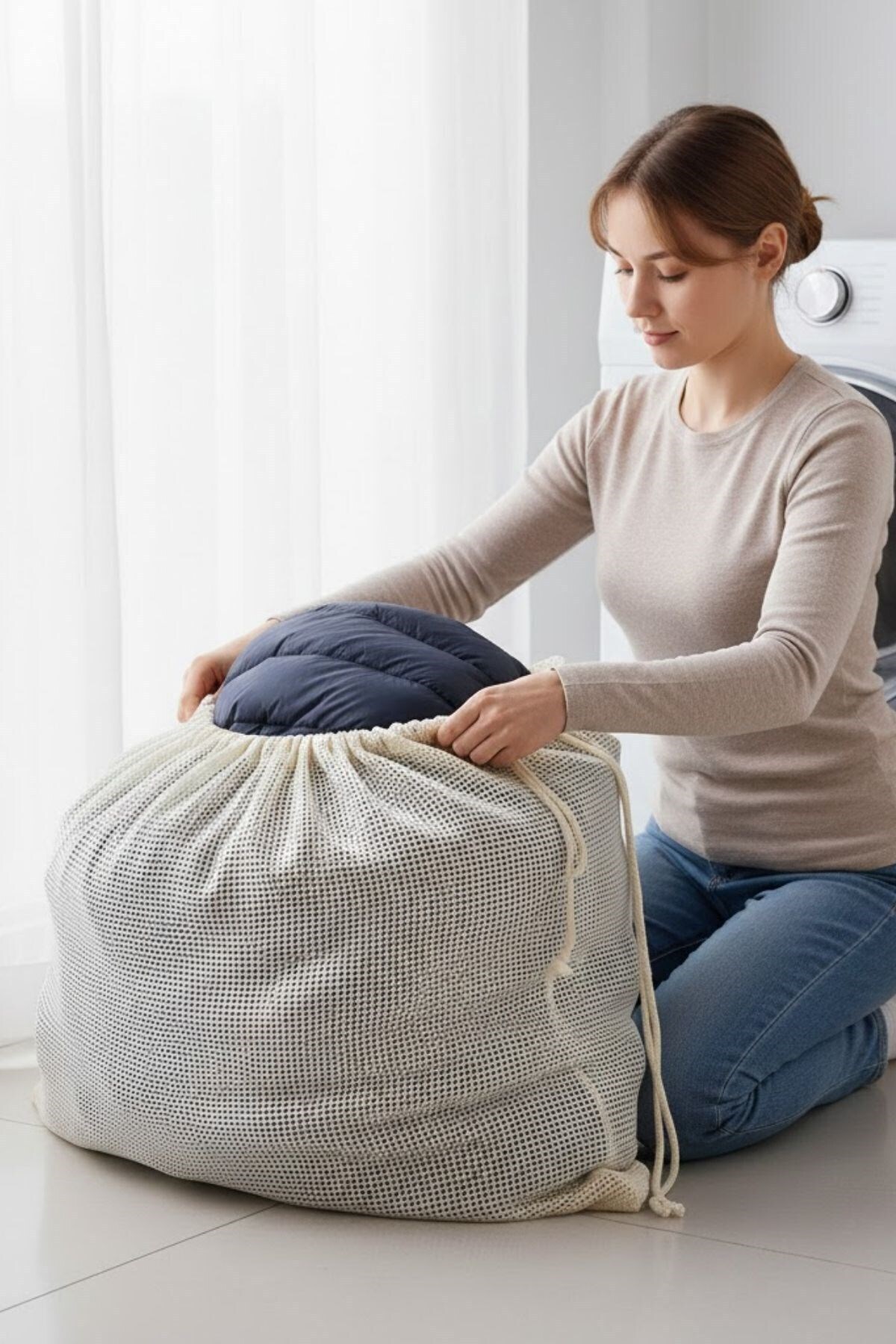 Buffer ® Battal Boy 120x150 cm Mont Yıkama Filesi–Extra Büyük, Dayanıklı, Nefes Alabilir Çamaşır Koru