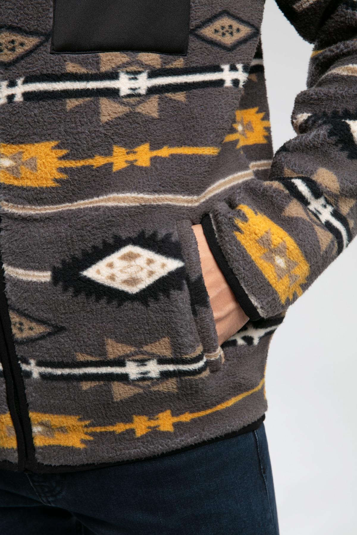 Lee Cooper  Folks Erkek Dik Yaka Fermuarli Sweatshirt Gri - Görsel 4