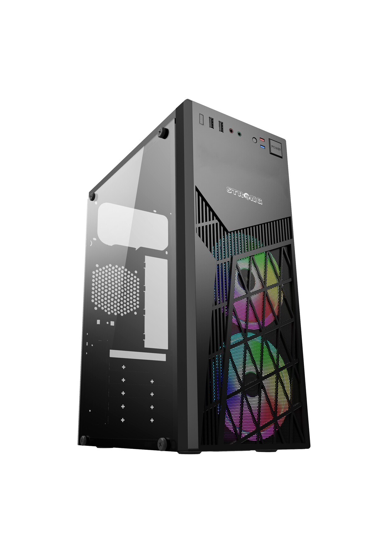 Strong Glave 2x 120mm Rainbow Fanlı 450W PSU ATX Mesh Gaming Bilgisayar Kasası