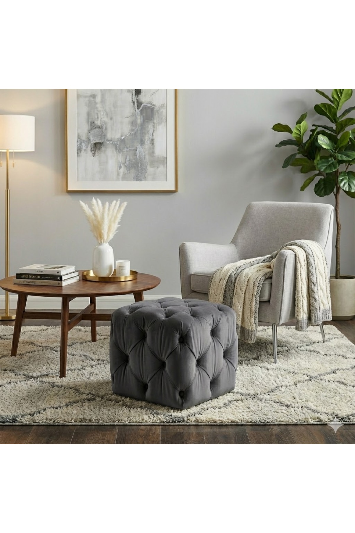 Quilted Square Puff/coffee table/40cm