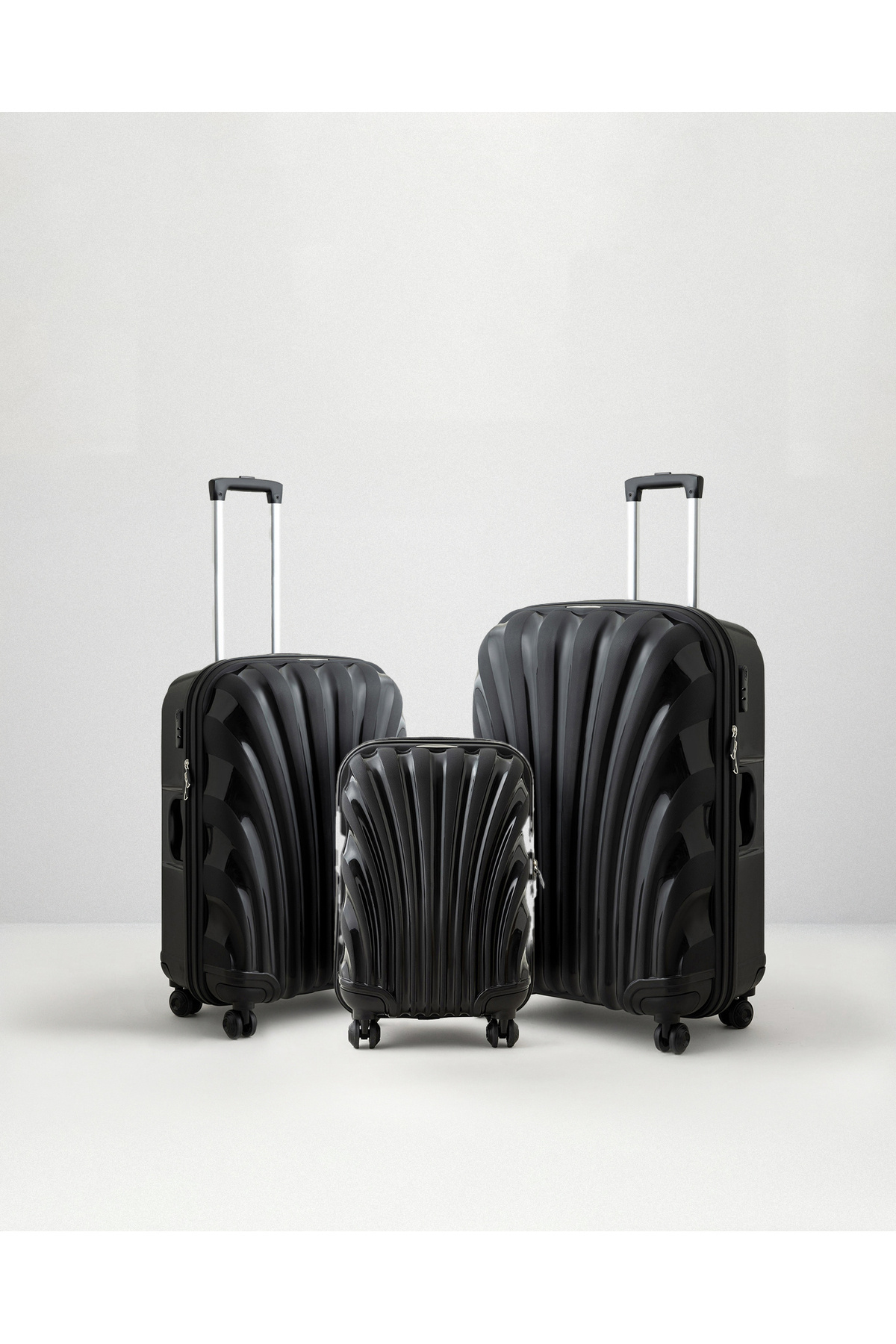 Madame Coco Huitre 3'lü Set Valiz/Bavul - Siyah