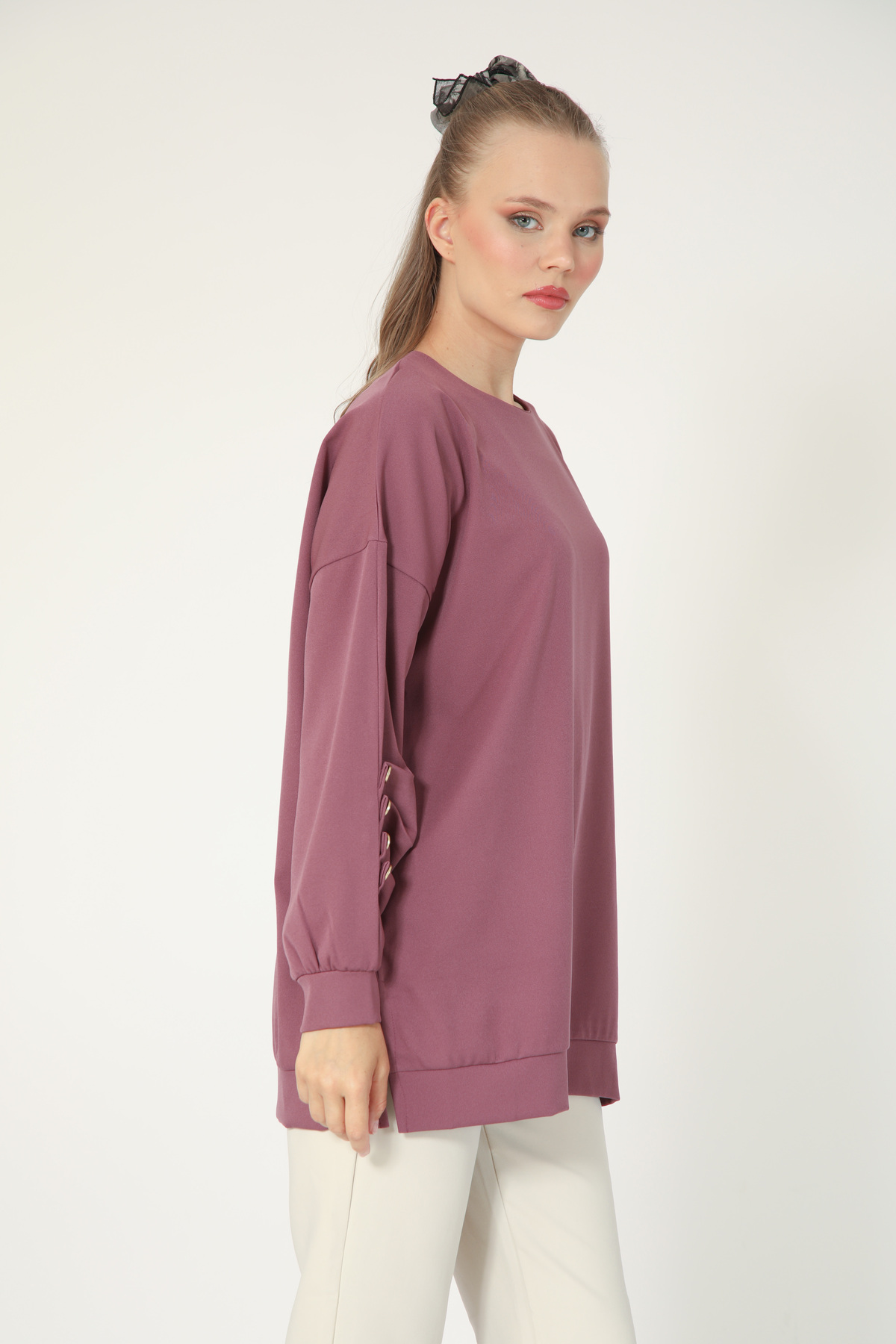 My City  5633 - Rahat, Salaş Basic Kadın Uzun Sweatshirt - Görsel 3