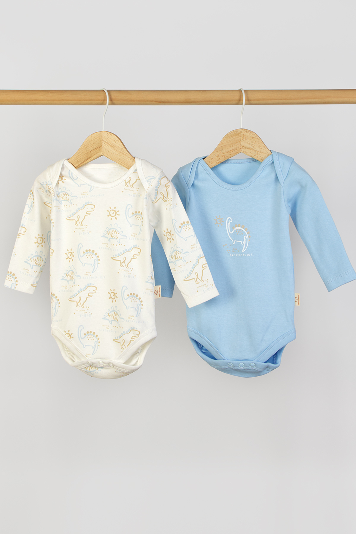 Mini Cotton %100 Pamuk Erkek Bebek Body 2’li Set Uzun Kollu Dinazor Baskılı Çıtçıtlı Zıbın fotoğrafı 6 (önizleme)