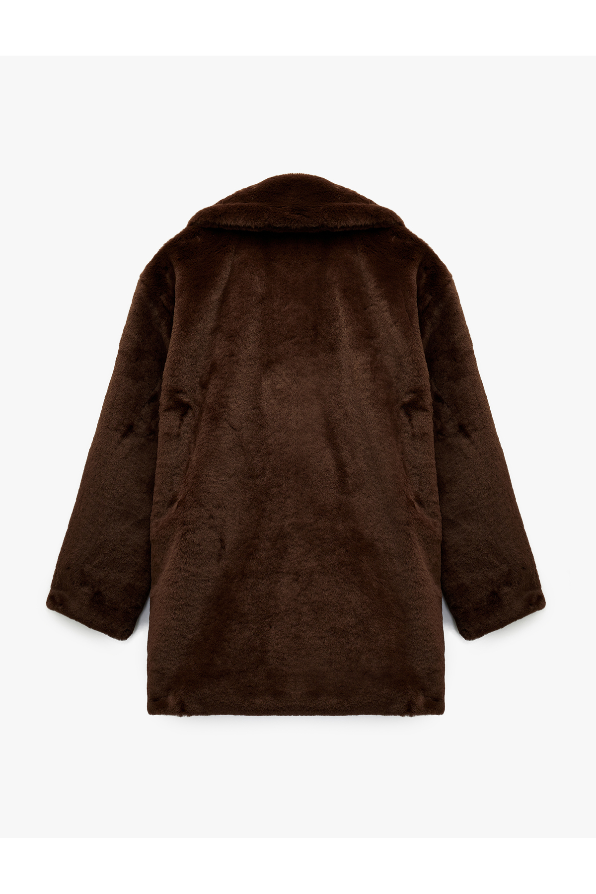 Koton  Suni Kürk Kaban Kruvaze Düğmeli Uzun Kollu Cepli - Görsel 2