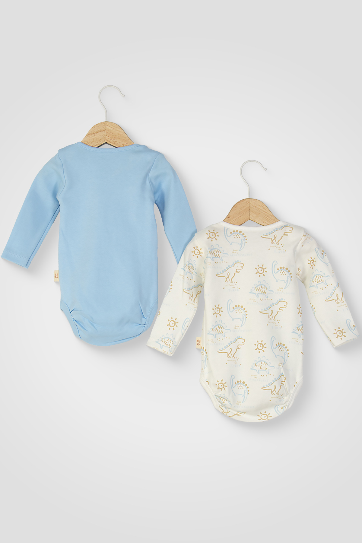 Mini Cotton %100 Pamuk Erkek Bebek Body 2’li Set Uzun Kollu Dinazor Baskılı Çıtçıtlı Zıbın fotoğrafı 2 (önizleme)