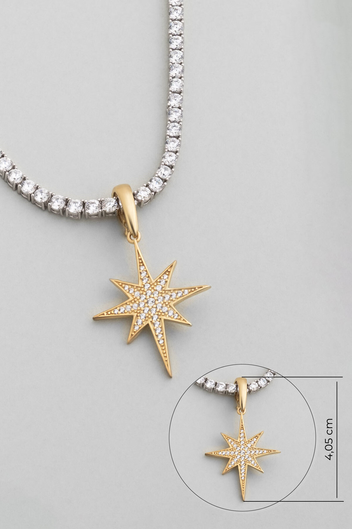 トップス HELIX LOGO CHARM NYLON SET UP So Chic Kuzey Yıldızı 18 Ayar Sarı Altın Kaplama Gümüş Charm