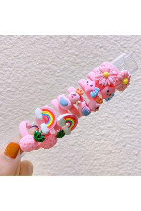 Virago Kız Çocuk Bebek 10'lu Pembe Lastik Toka Seti-9