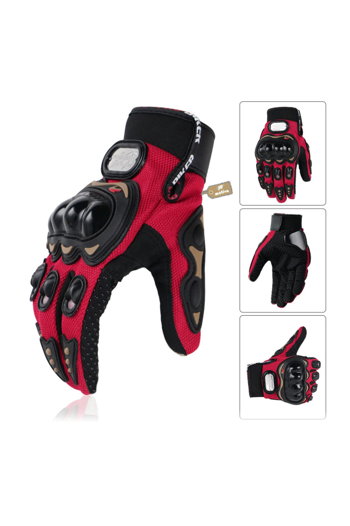 BabeMotor BABEBİKER Uzun 4 Mevsim Korumalı Eldiven Kırmızı Uzun