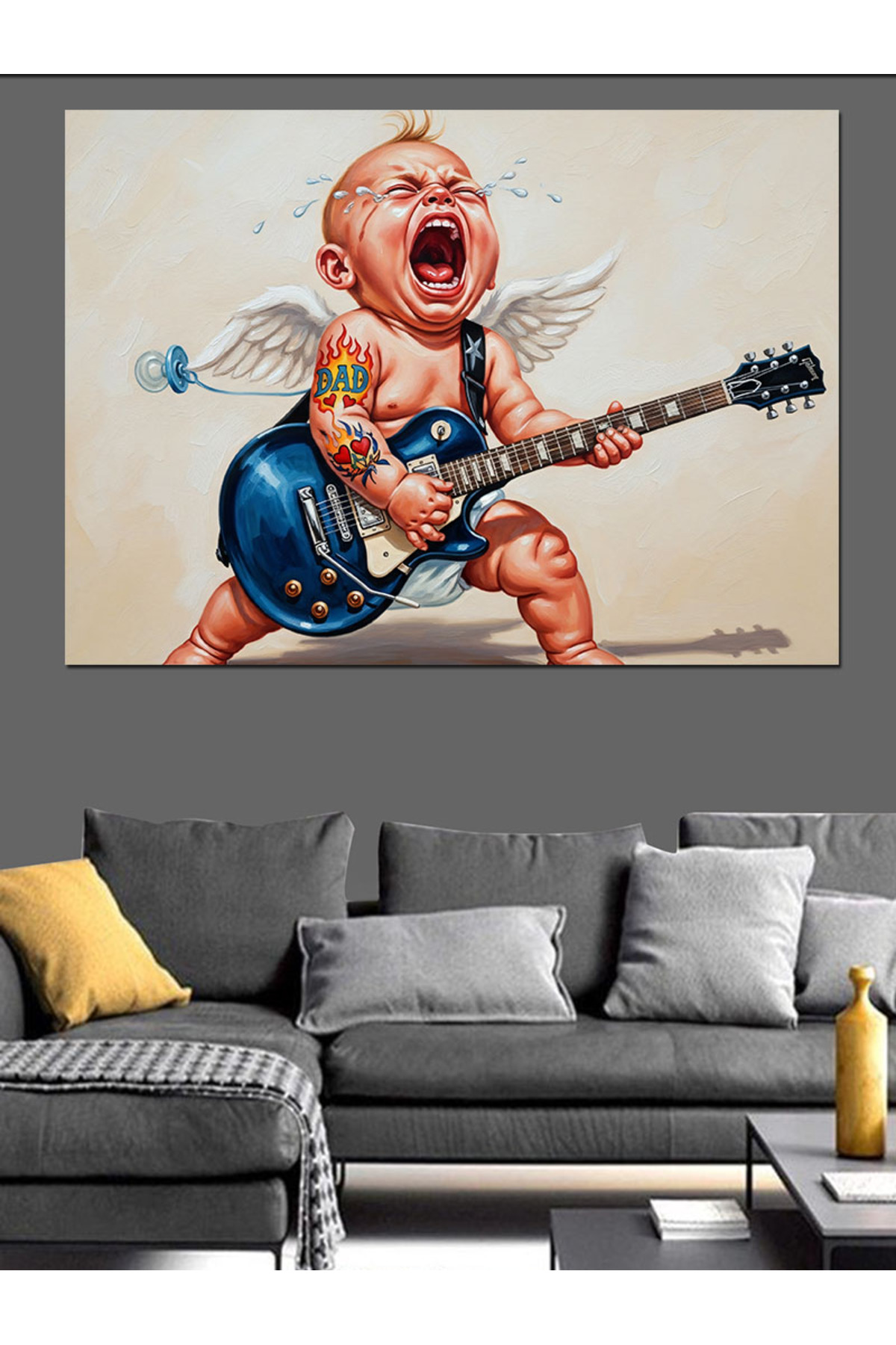 Ağlayarak Gitar Yüksek kaliteli yağlı boya dokulu Kanvas Canvas Tablo kanvas tablo canvas tablo duv