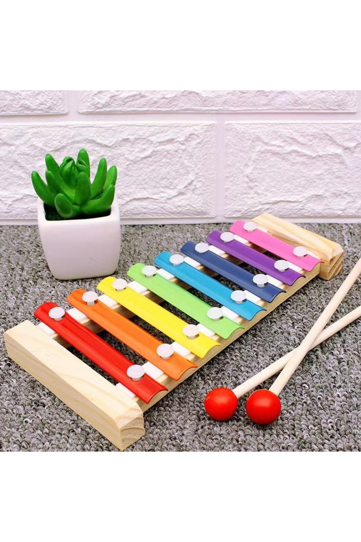 زیلوفون چوبی برای کودکان – اسباب‌بازی ساز موسیقی رنگین‌کمانی با ۲ چکش چوبی، اسباب‌بازی آموزشی برای نوزادان