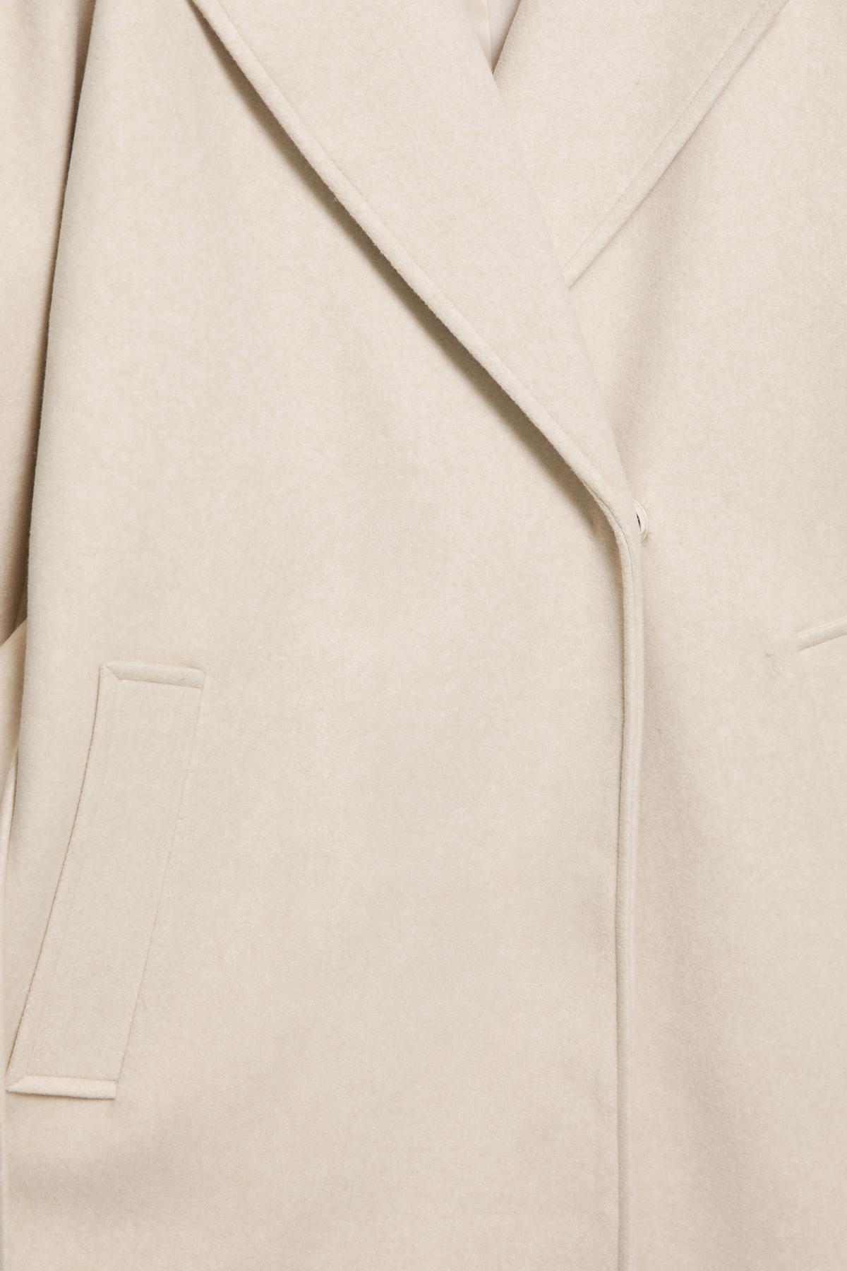 Pull & Bear  Kemerli uzun kaşe kaban - Görsel 6