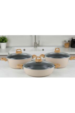 Milanor Neo Seramik Tencere Seti – 22 cm, 24 cm Derin + 28 cm Basık