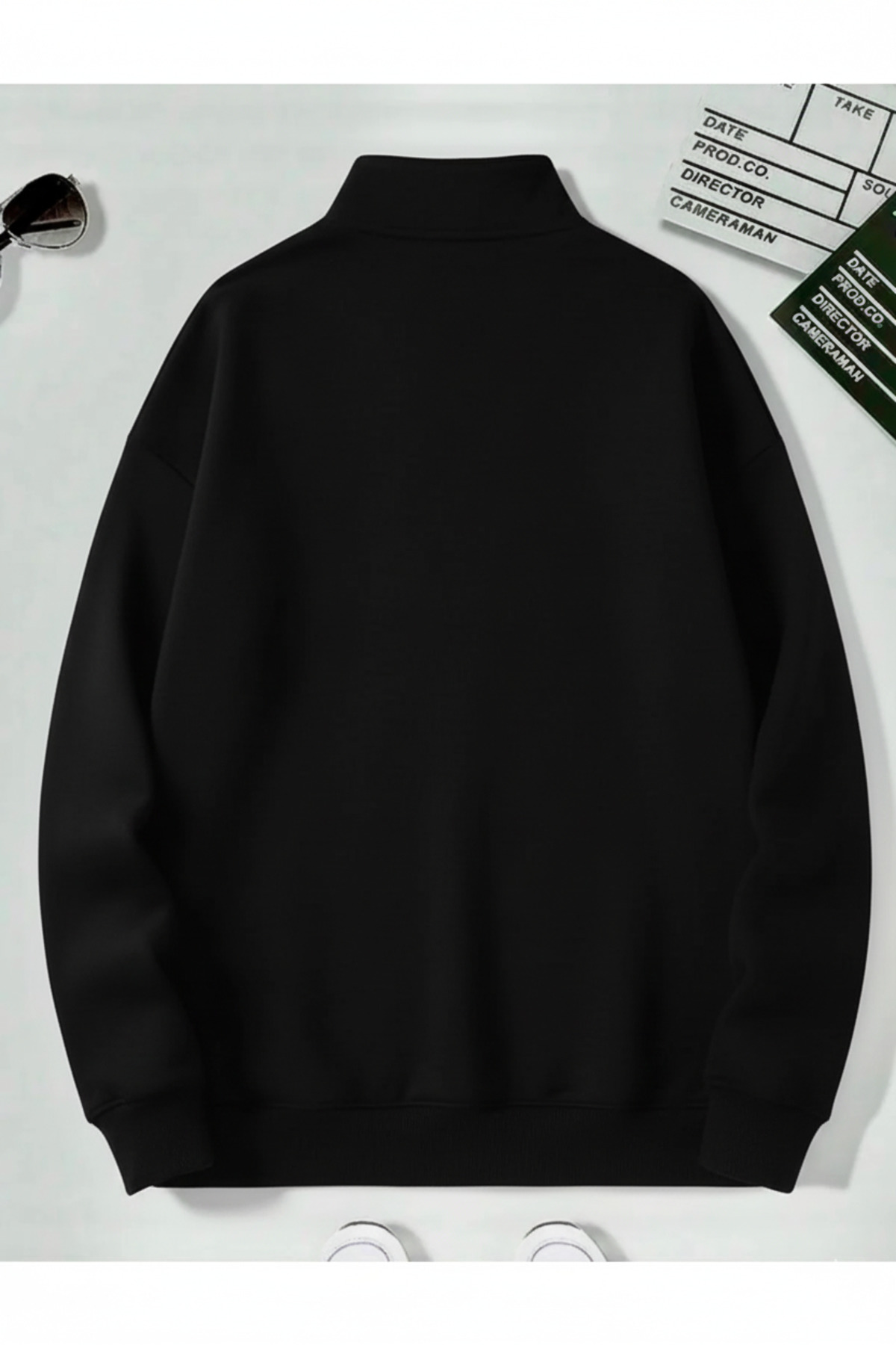EYAX MODA 2'li Unisex Dik Yakalı Fermuarlı Oversize Sweatshirt - Büyük Beden Sweatshirt görsel 5