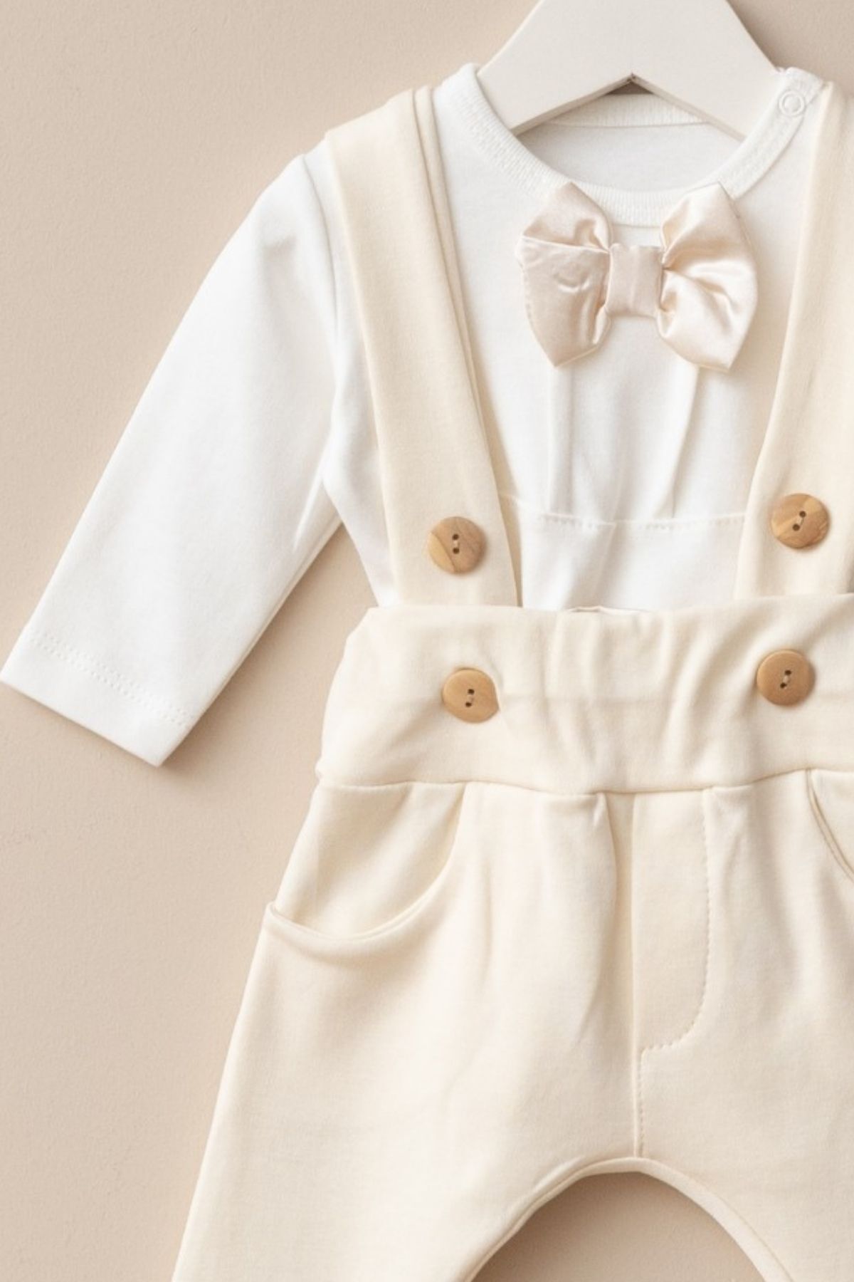 Minytrendy Yenidoğan Erkek Bebek Kuşaklı Papyonlu Zıbın Gömlek Pantolon Mevlüt Kıyafeti Tulum Bayramlık Takım fotoğrafı 3 (önizleme)