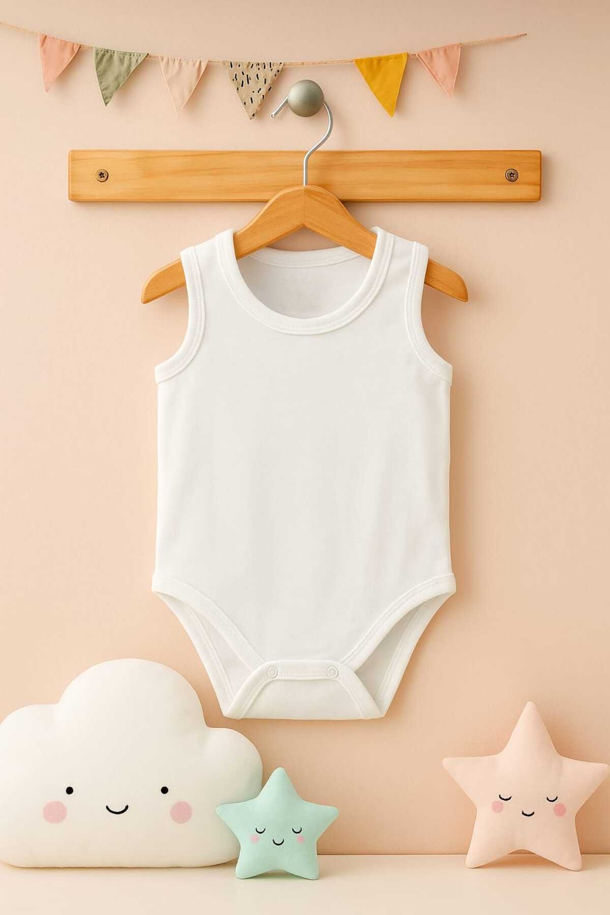 enmodaiçgiyim 5 Adet %100 Pamuklu Kolsuz Bebek Zıbın-1. Kalite,Yumuşak Dokulu Unisex(Kız/Erkek)Çıtçıtlı Atlet Body fotoğrafı 3 (önizleme)