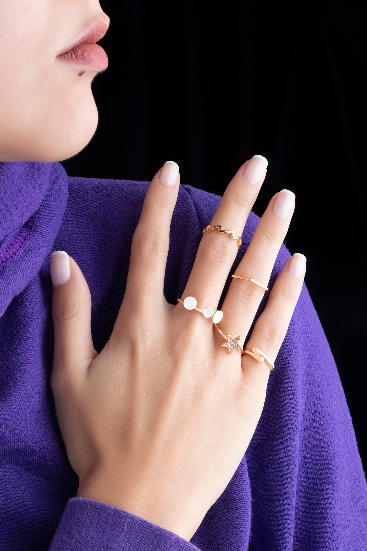 Sortie Aksesuar  Karma Figürlü Değişken Model 6'lı Boyu Ayarlanabilir ve Eklem Kombin Yüzük Seti - Görsel 7