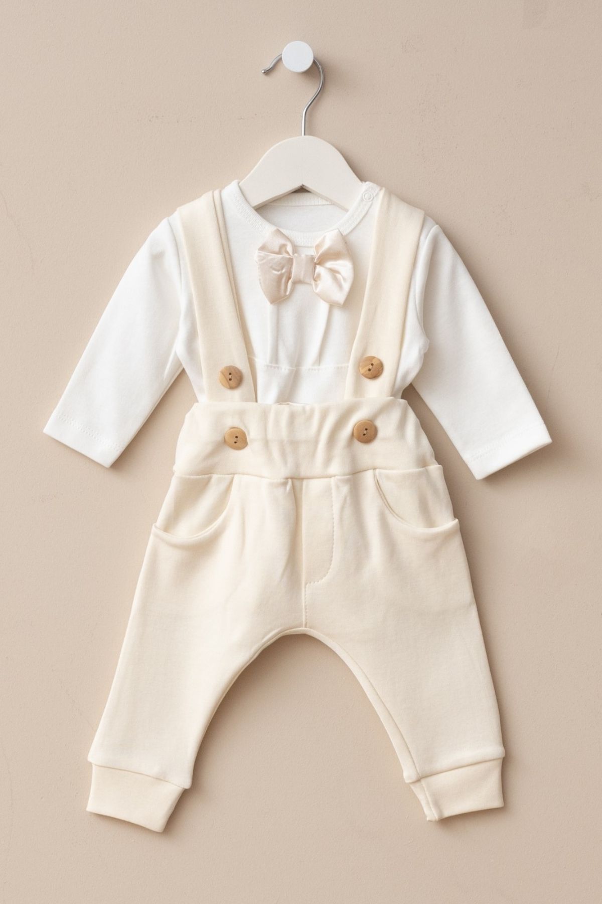 Minytrendy Yenidoğan Erkek Bebek Kuşaklı Papyonlu Zıbın Gömlek Pantolon Mevlüt Kıyafeti Tulum Bayramlık Takım fotoğrafı 2 (önizleme)
