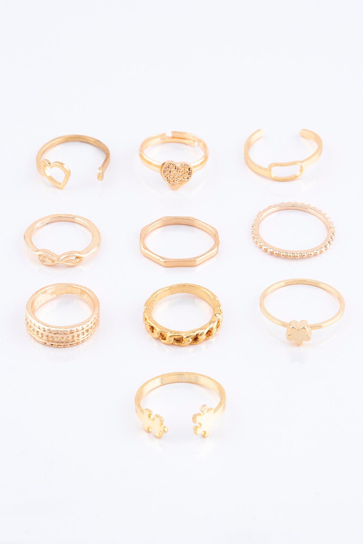 Sortie Aksesuar  Karma Figürlü Değişken Model 6'lı Boyu Ayarlanabilir ve Eklem Kombin Yüzük Seti - Görsel 6