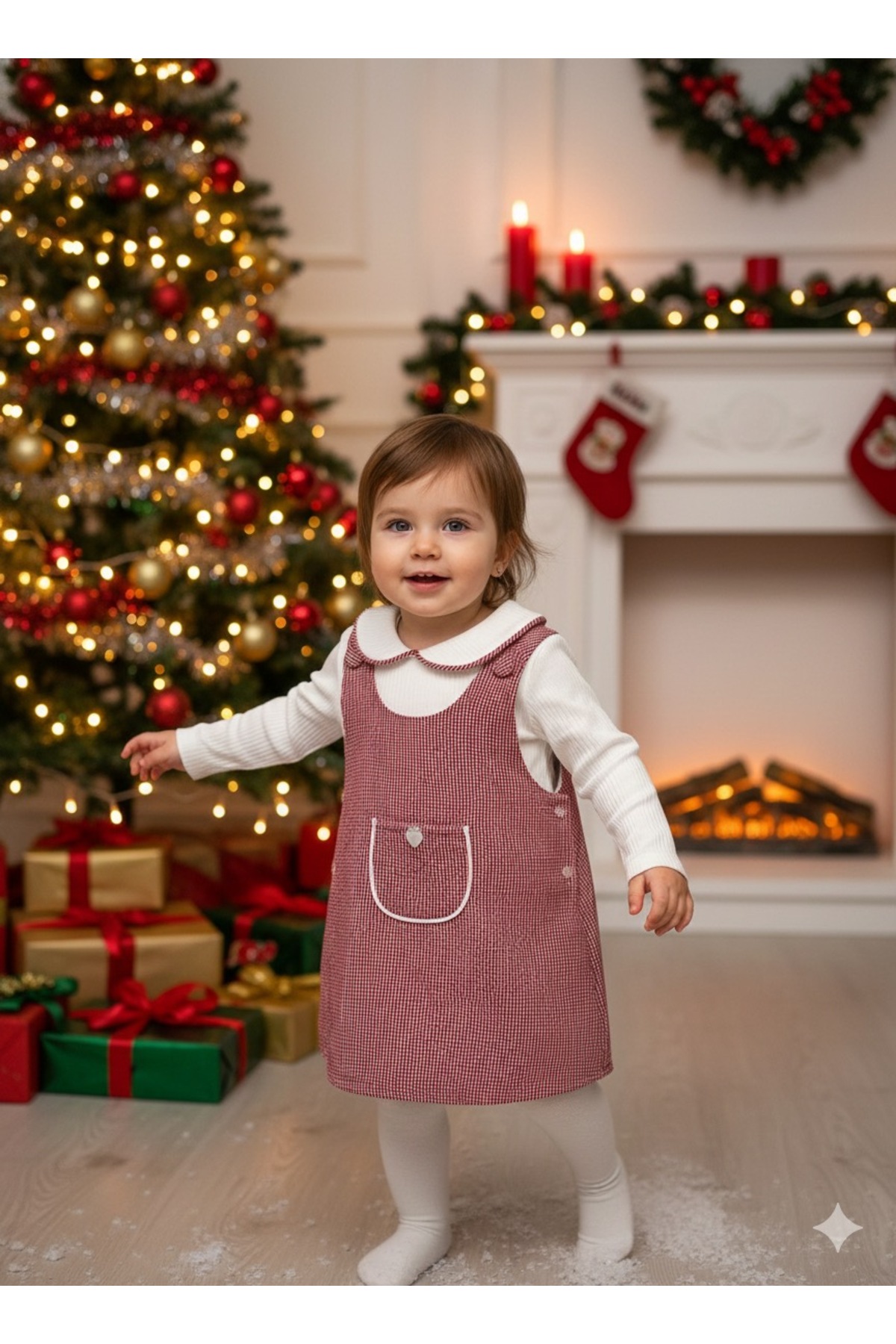 çilek bebe STOKS TOYS Kız Bebek&Kız Çocuk Pötükare Cepli Jile Elbise fotoğrafı 3 (önizleme)