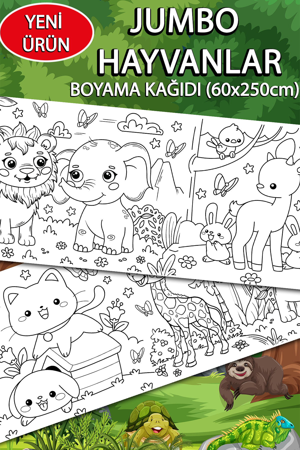 Jumbo Forest Animals Giant Coloring Paper 60cm x 250cm