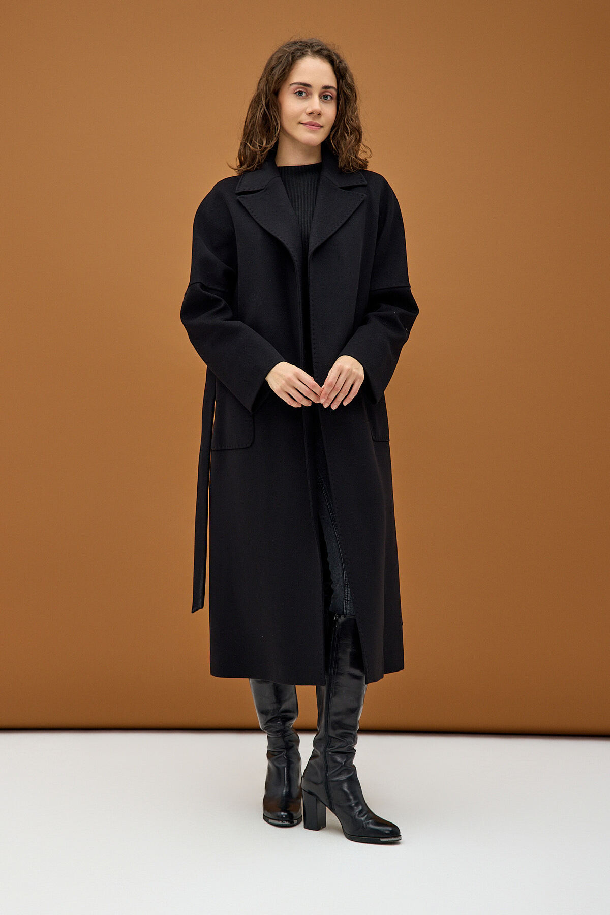 KENT Siyah Modern Oversize Geniş Cepli Palto