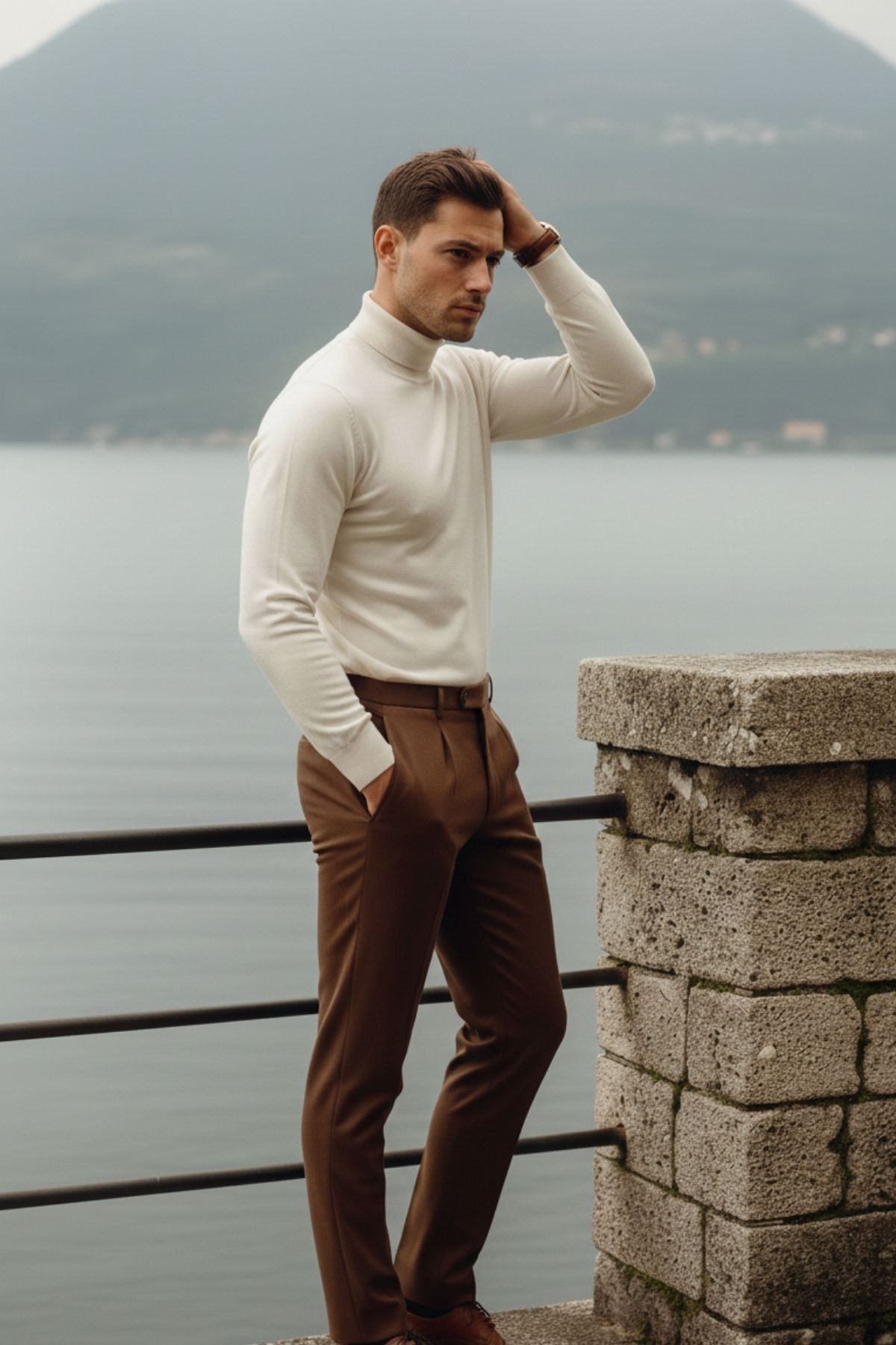 COMBİNE MİCHAİL Erkek Boğazlı Casual Krem Triko Kazak görsel 5