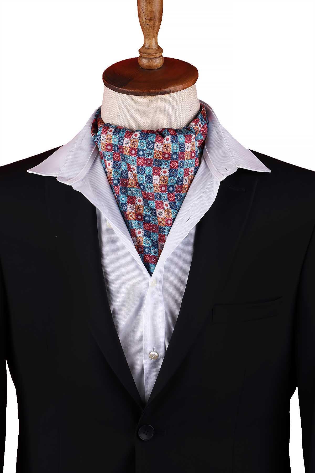  روسری مردانه طرح موزاییکی چند رنگ Ascot K673