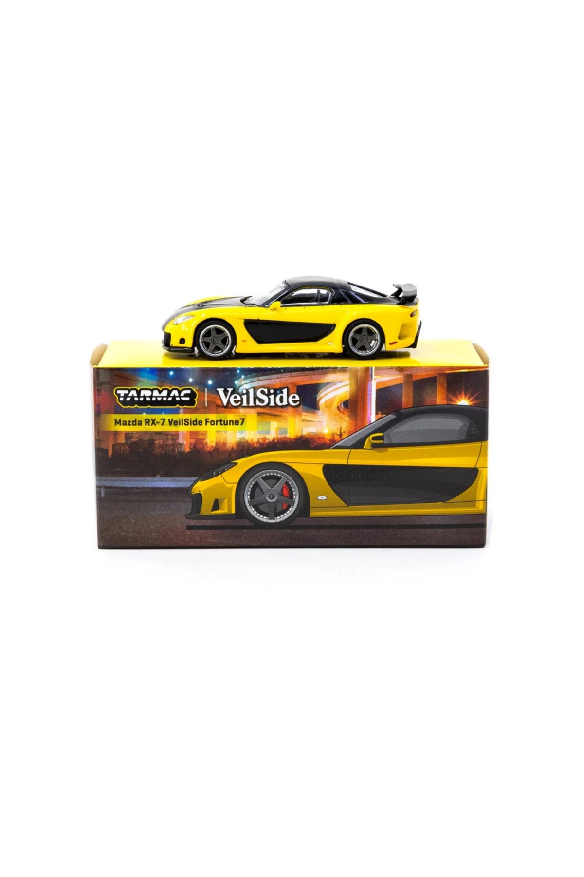 TOYFEST Tarmac Works 1/64 Mazda RX-7 VeilSide Fortune7 Yellow