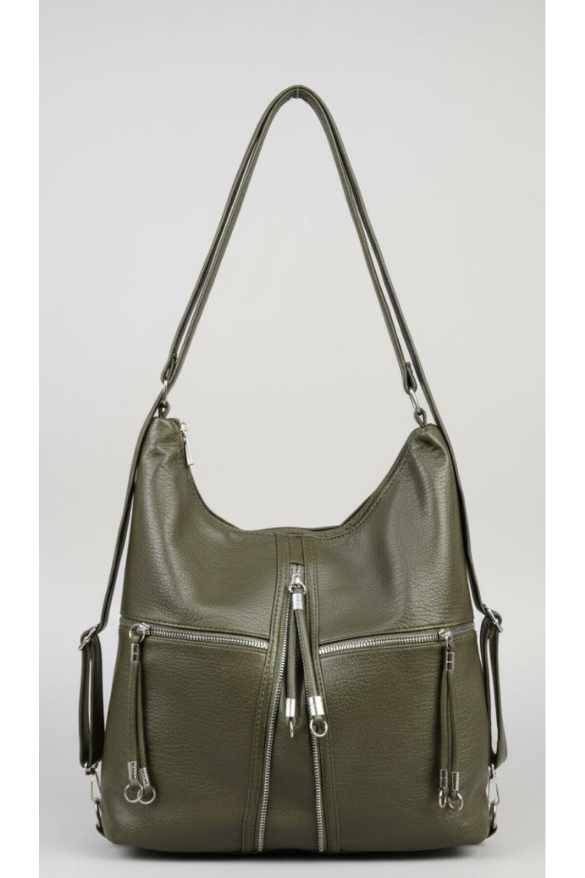 Women's Soft Leather Multi Compartment Oversized Backpack and Shoulder Bag (41x33 Cm)