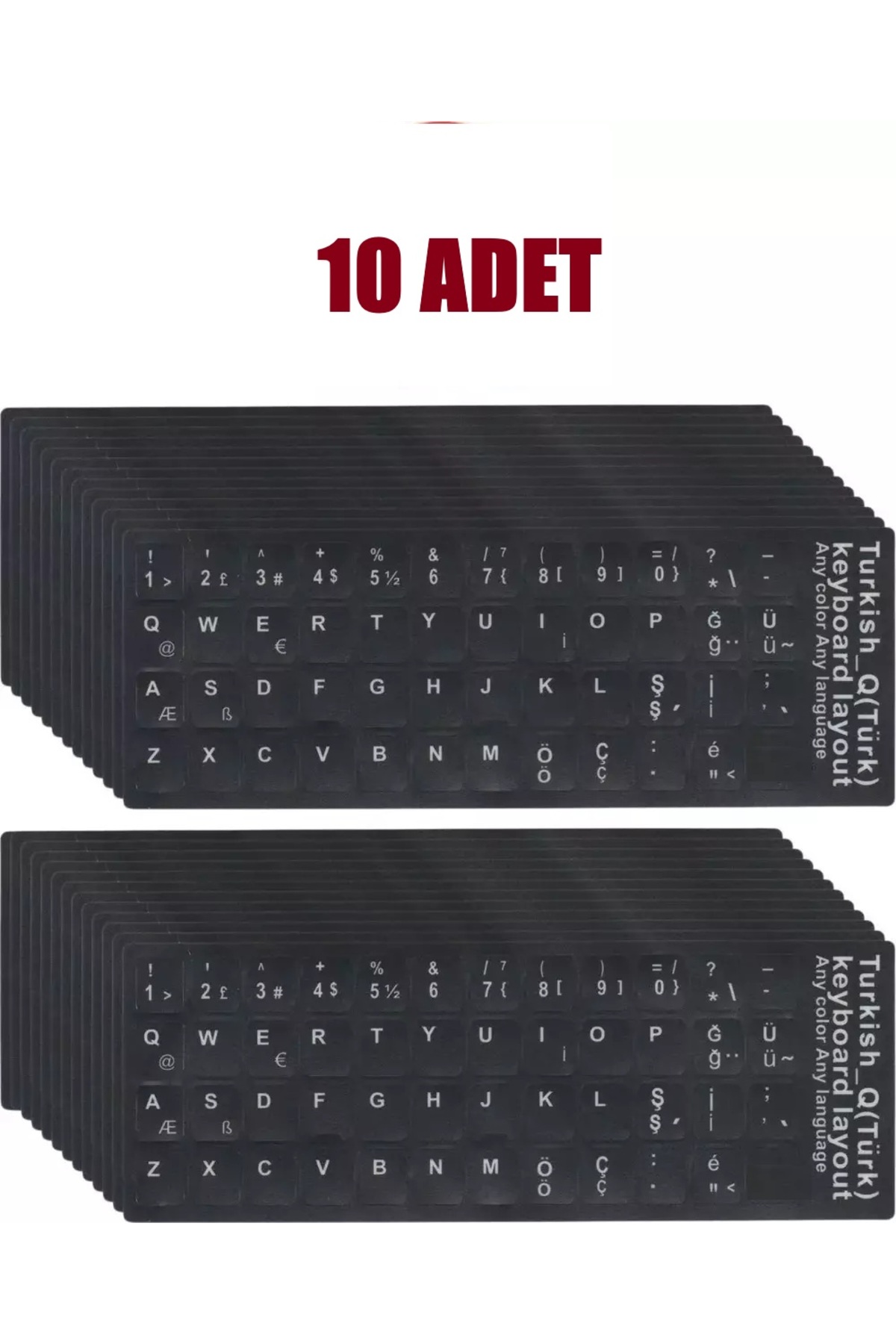 10 Adet Türkçe Q Klavye Sticker Notebook Pc Uyumlu Klavye Etiketi Silinmez Yapışkanlı Türkçe Harfler