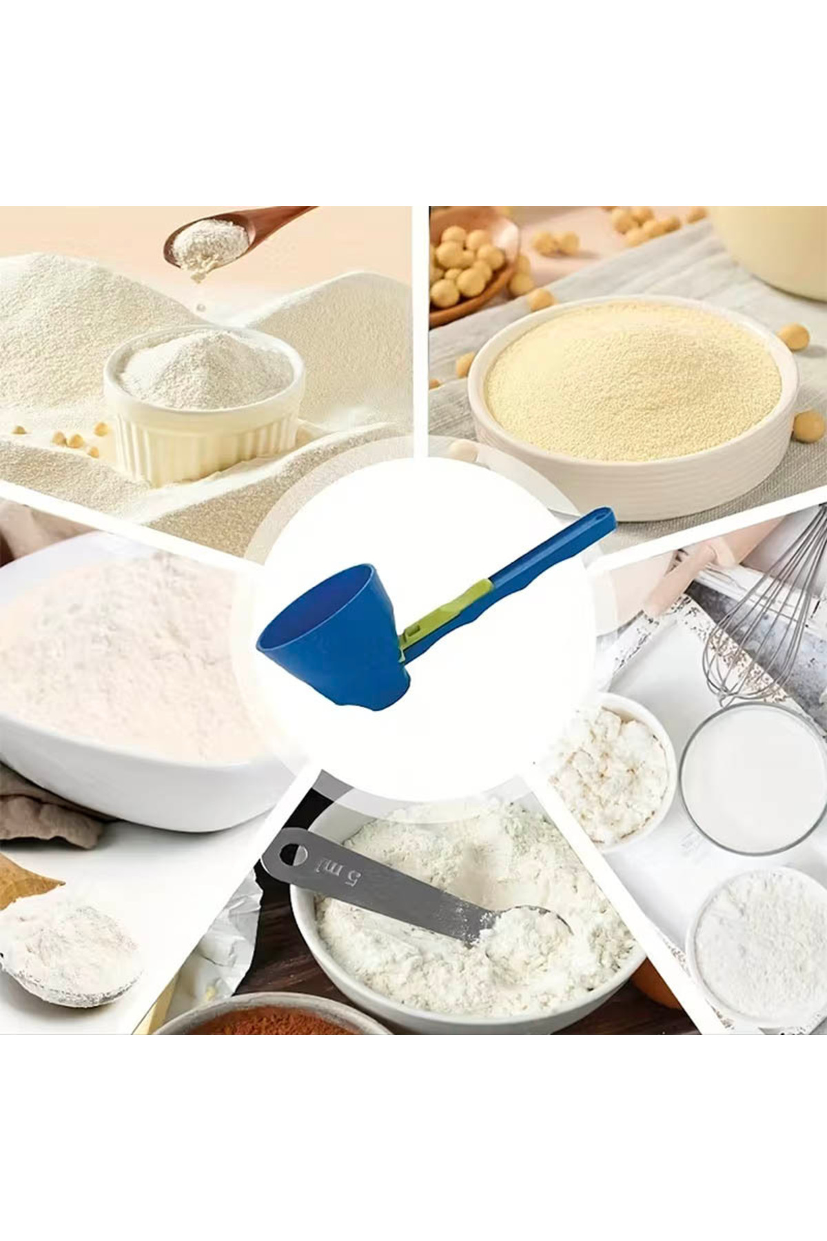 Bodyography Dökülme Önleyici Protein Tozu Ölçü Kaşığı, Mama, Kahve, Mutfak İçin Ölçüm Kabı Huni Kayar Kaşık fotoğrafı 5 (önizleme)