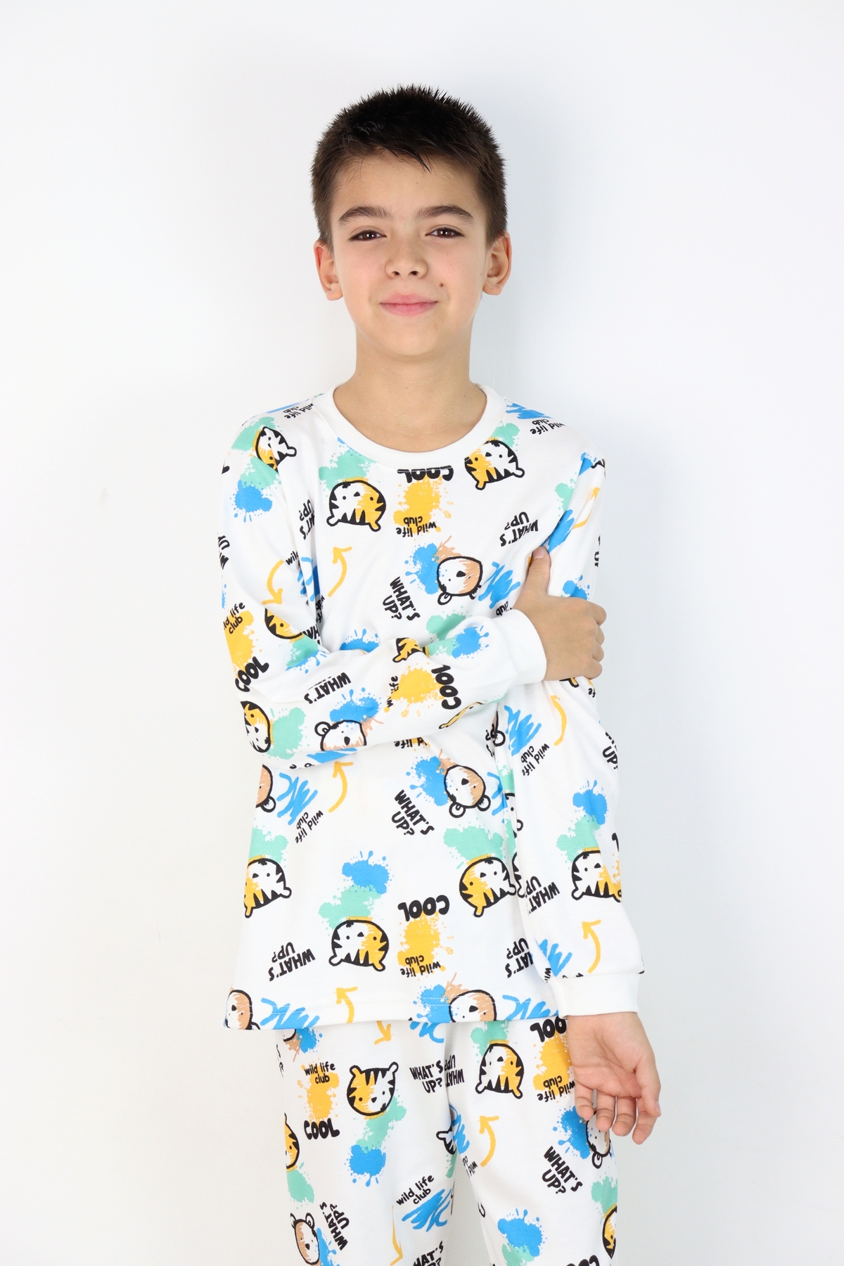 HARİKA KİDS Erkek Çocuk Baskılı interlok Kumaş Uzun Kollu Pijama Takımı fotoğrafı 6 (önizleme)