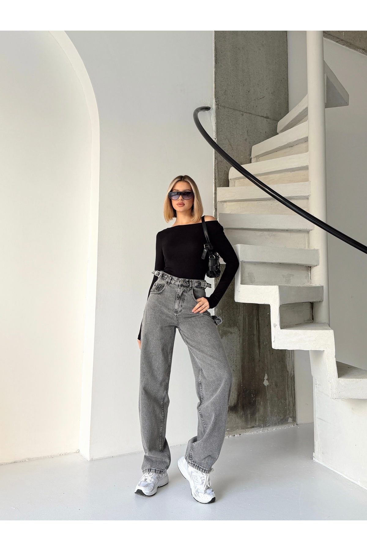 Your Shine  KEMER APOLET TOKALI DETAYLI BAGGY BOL PAÇA JEANS - Görsel 4