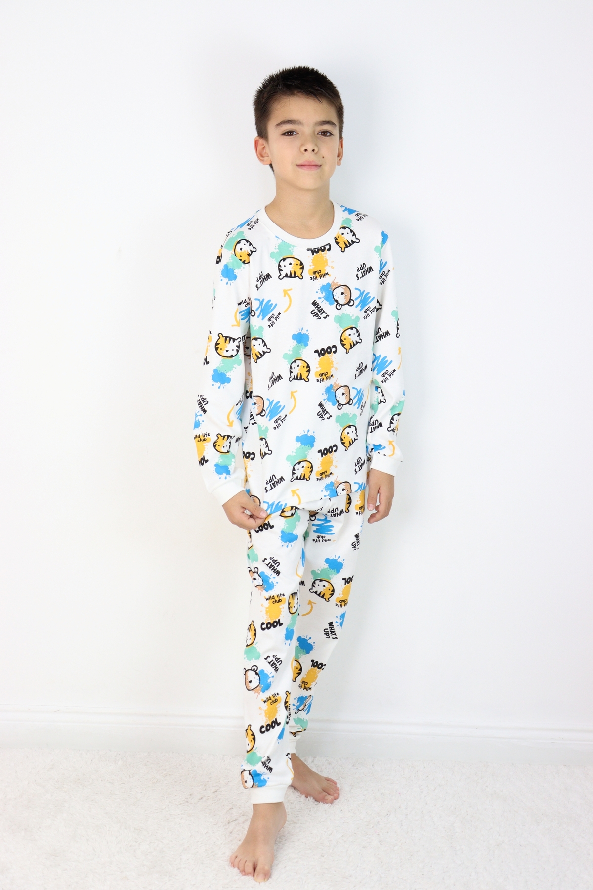 HARİKA KİDS Erkek Çocuk Baskılı interlok Kumaş Uzun Kollu Pijama Takımı fotoğrafı 7 (önizleme)