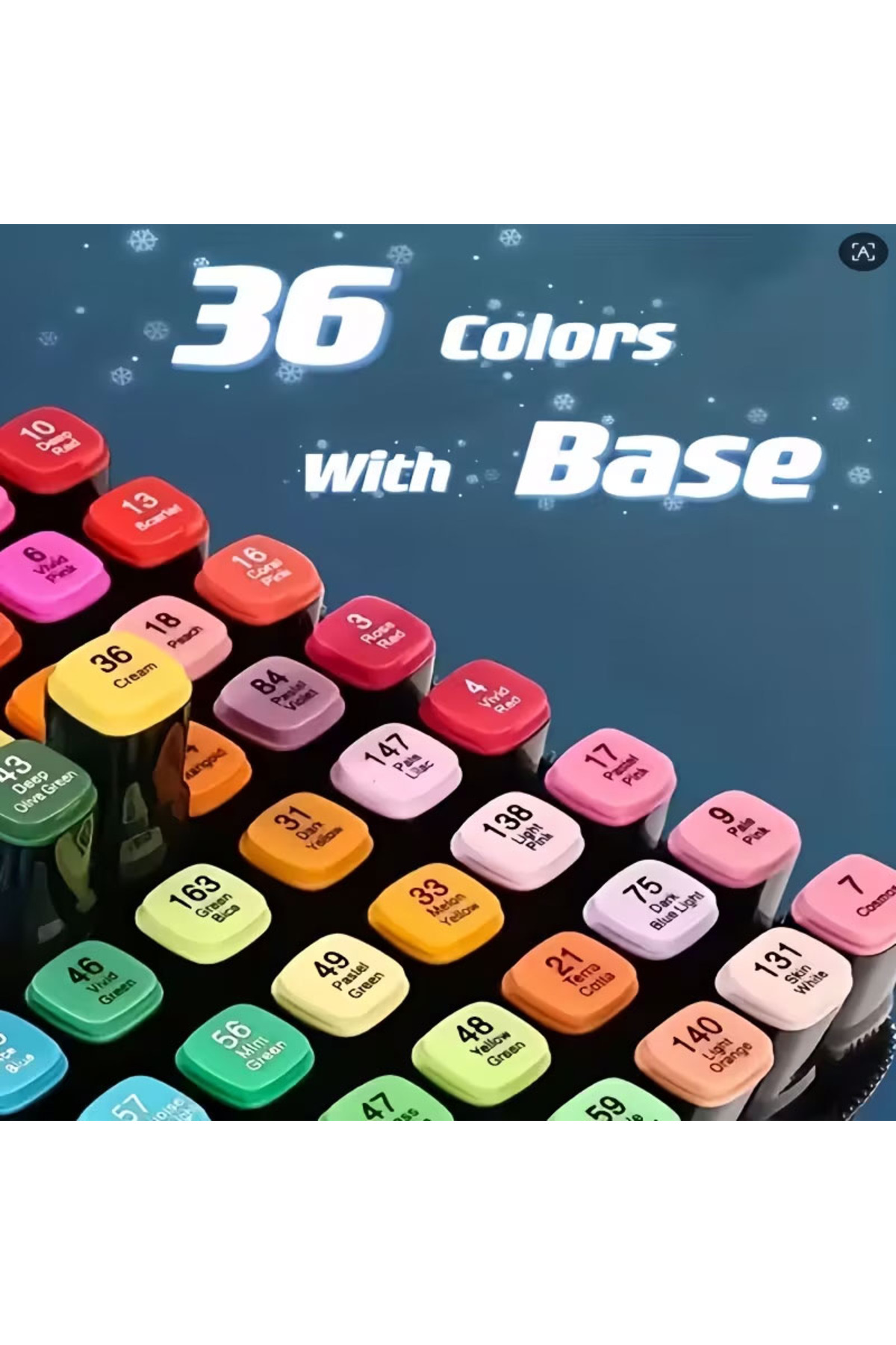 Gökyüzü ışığı 36 Renkli Çift Uçlu Kalın/İnce Uçlu Keçeli Marker Seti - Profesyonel Çizim ve Boyama