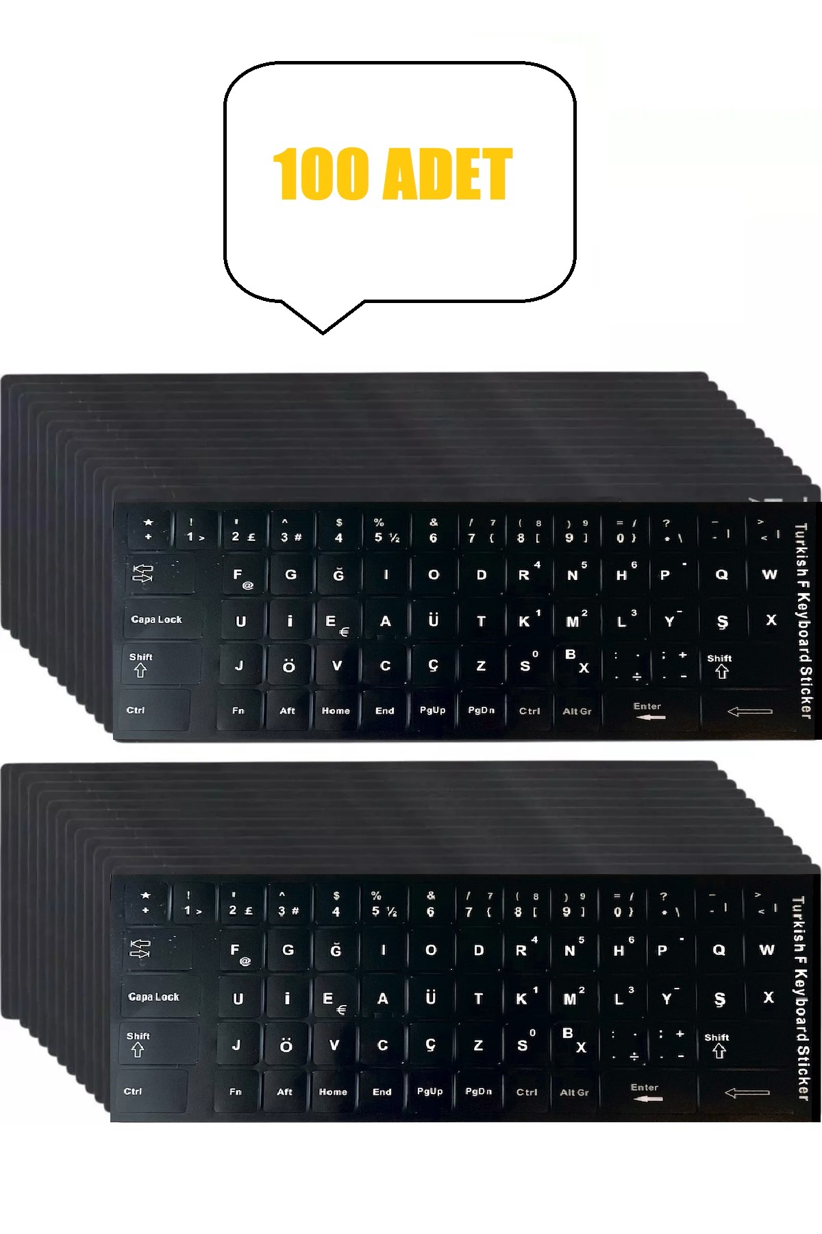 100 Adet Türkçe F Klavye Etiketi Laptop Pc Sticker Kaliteli PvcKeybord Sticker PVC Harf Çıkartmaları