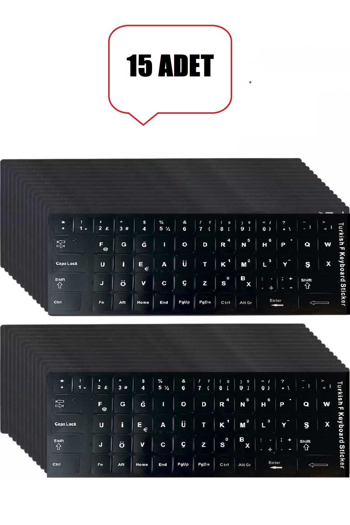 15 Adet Türkçe F Klavye Etiketi Laptop Pc Sticker Kaliteli PvcKeyboard Sticker PVC Harf Çıkartmaları