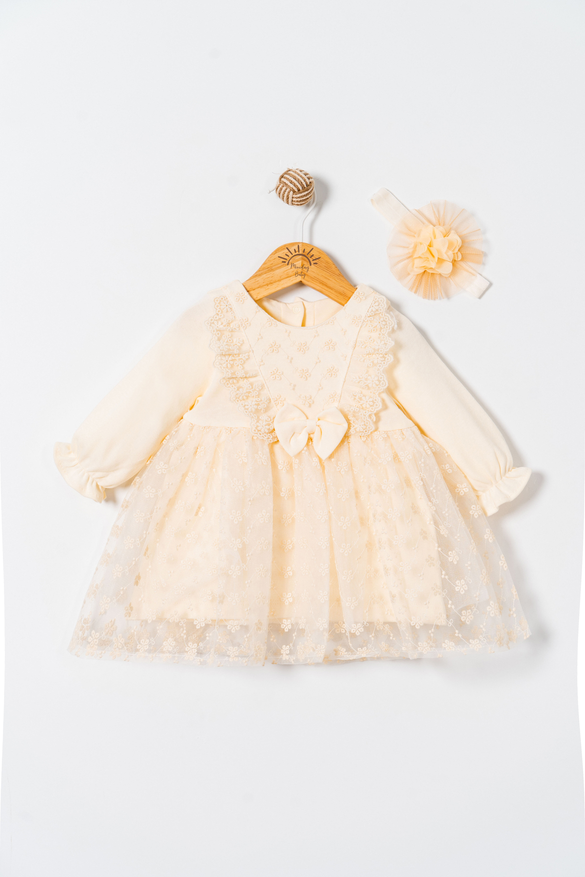 Miniday Baby Kız Bebek Mevlütlük Elbise Bandanalı Dantelli Yeni doğan Hastane çıkışı Gelinlik Abiye Mevlitlik 58 fotoğrafı 3 (önizleme)