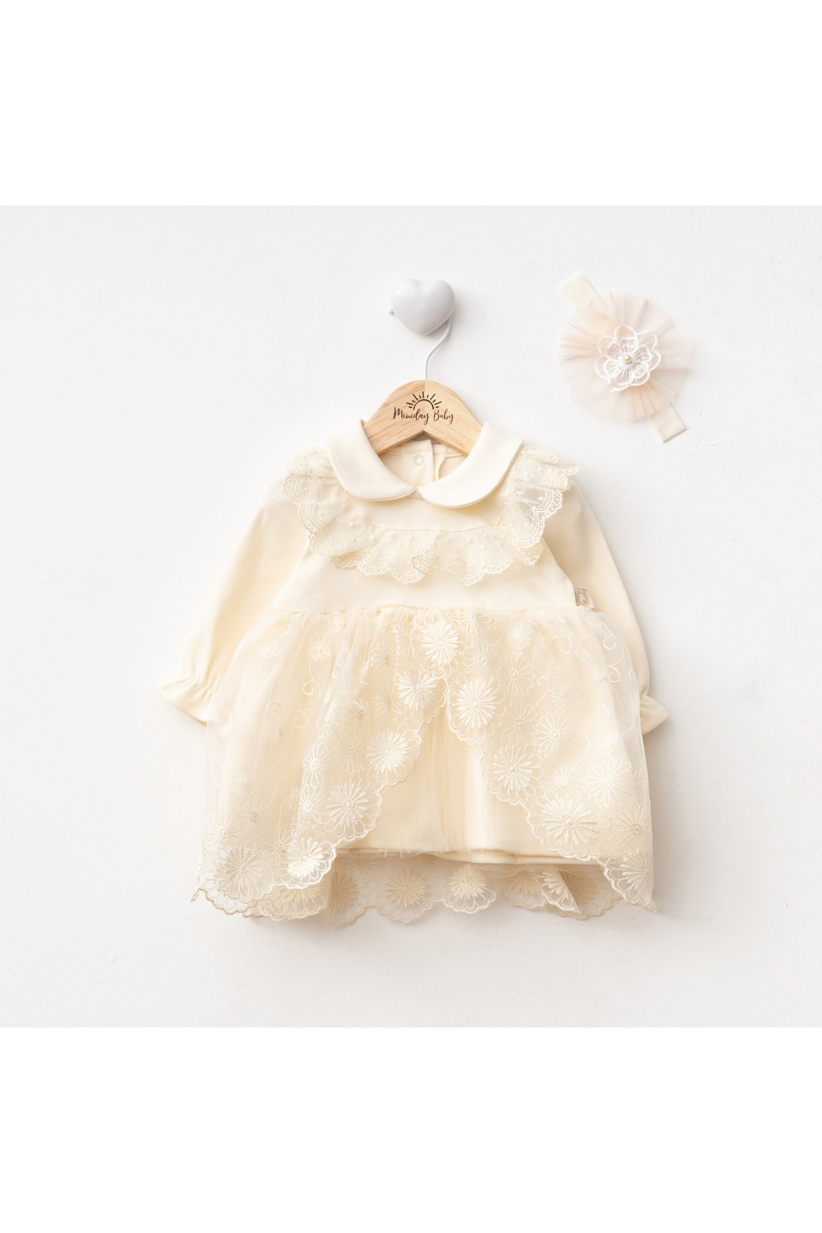 Miniday Baby Kız Bebek Mevlütlük Elbise Bandanalı Dantelli Yeni doğan Hastane çıkışı Gelinlik Abiye Mevlitlik 21 fotoğrafı 2 (önizleme)