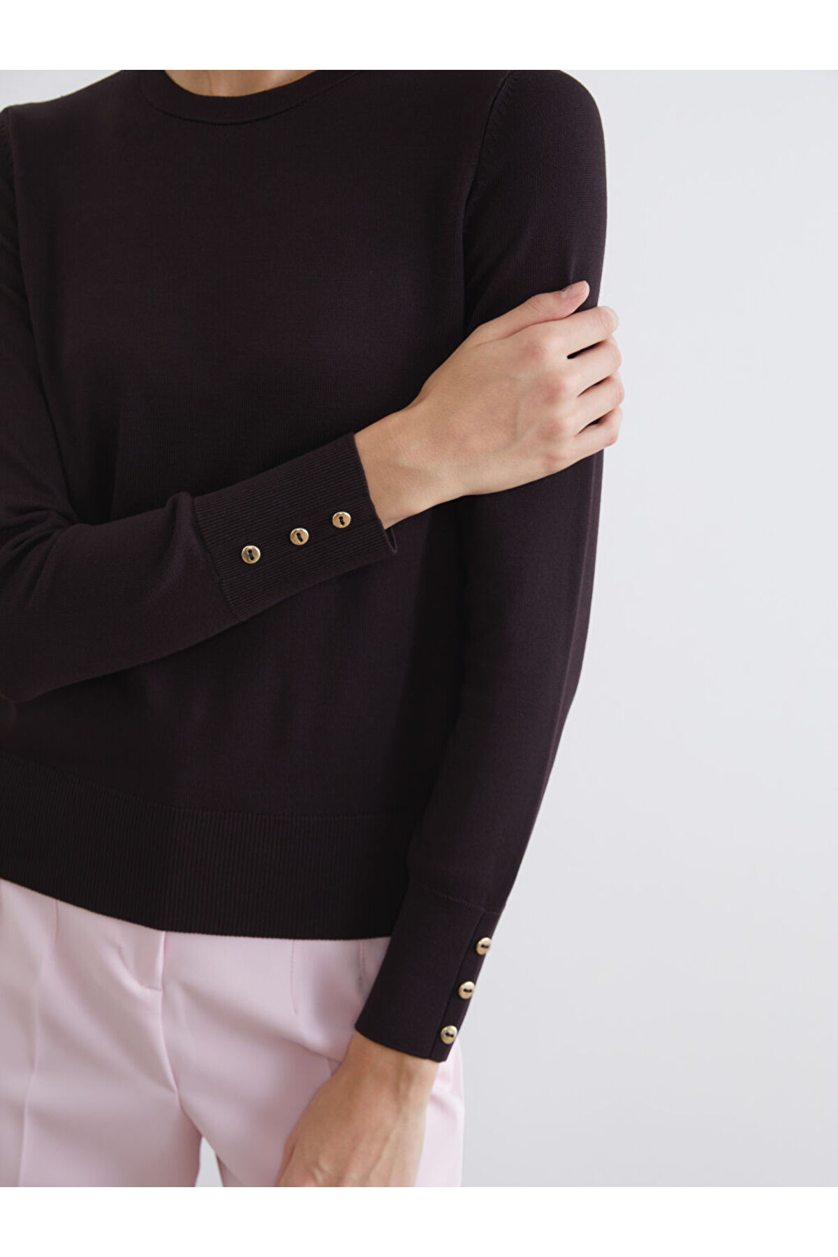 LC Waikiki Kahverengi Bisiklet Yaka Kadın Triko Kazak fotoğrafı 3 (önizleme)