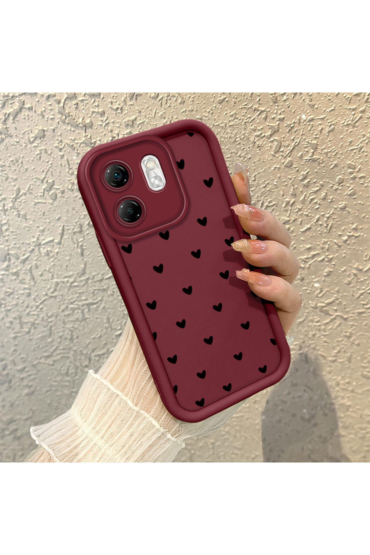 Infinix Smart 9 Compatible Silicone Material Shockproof Simple Burgundy Color Case