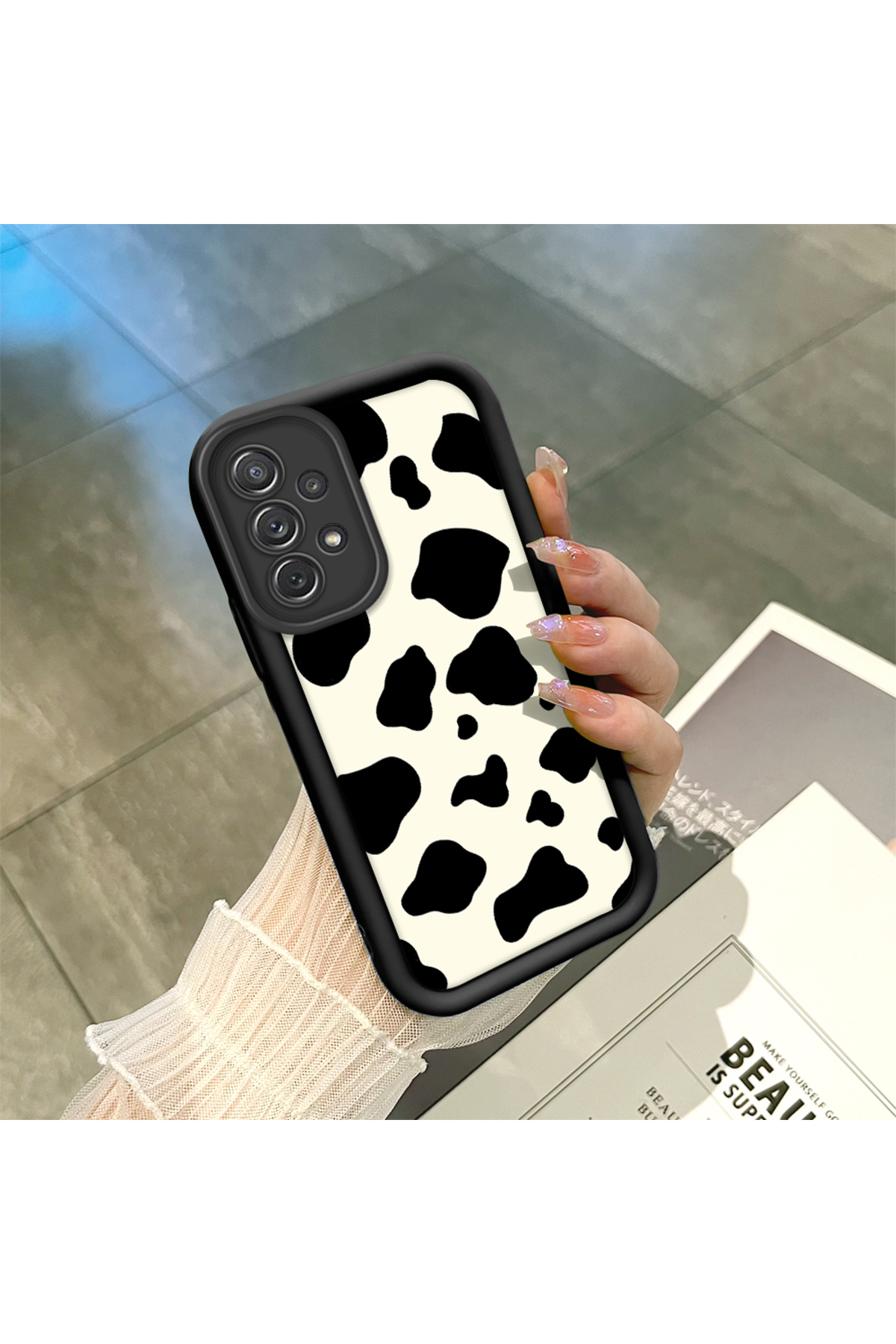 Samsung Galaxy A72 Compatible Silicone Material Shockproof Simple Black Color Phone Case