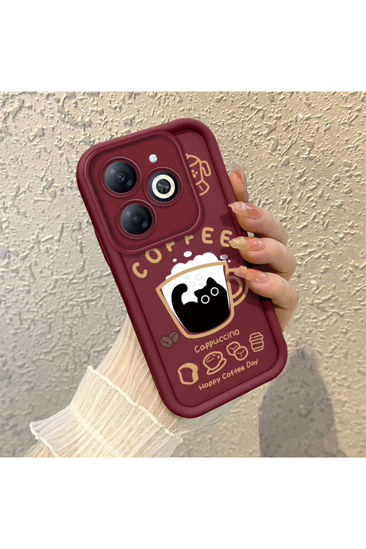 Tecno Spark 20/20C Compatible Silicone Material Shockproof Simple Burgundy Color Case