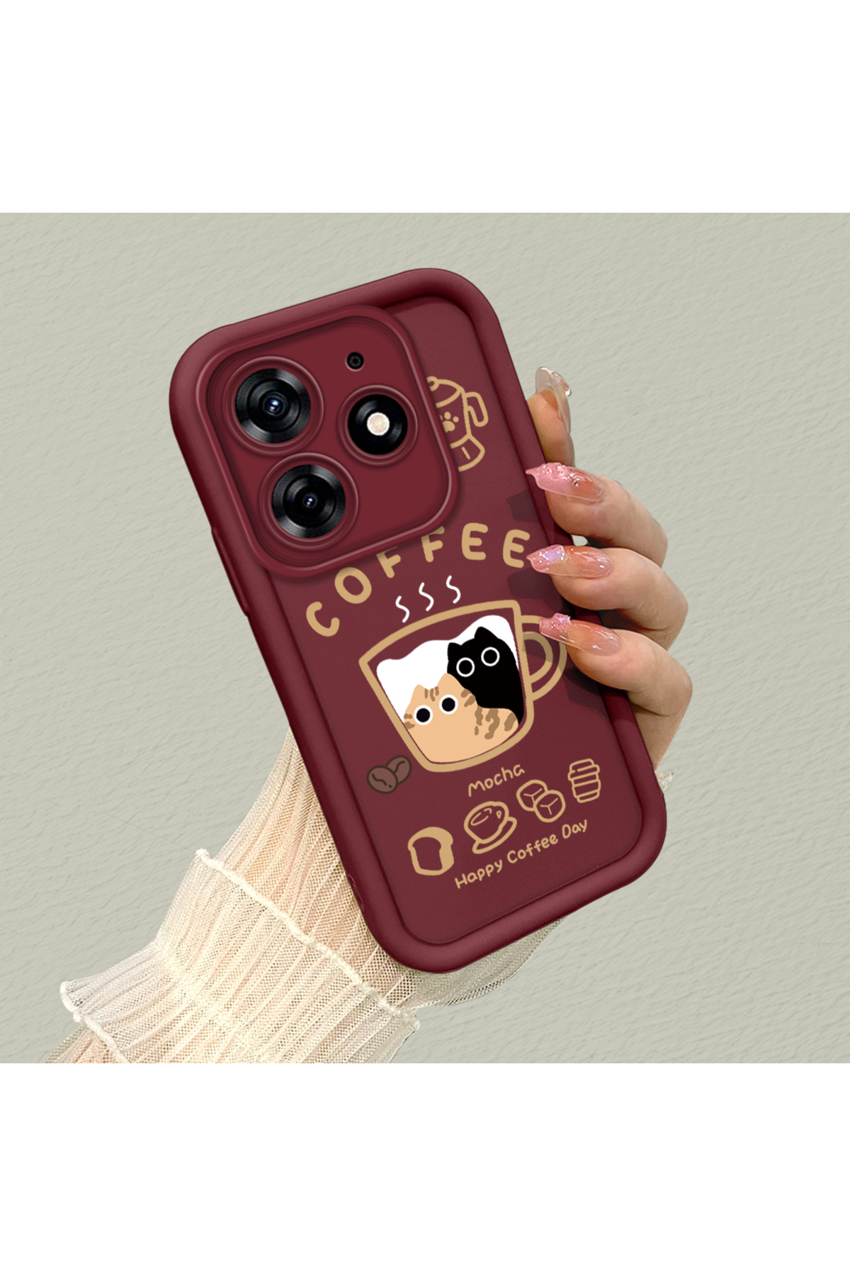 Tecno Spark 10 Pro 4G Compatible Silicone Material Shockproof Simple Burgundy Color Case