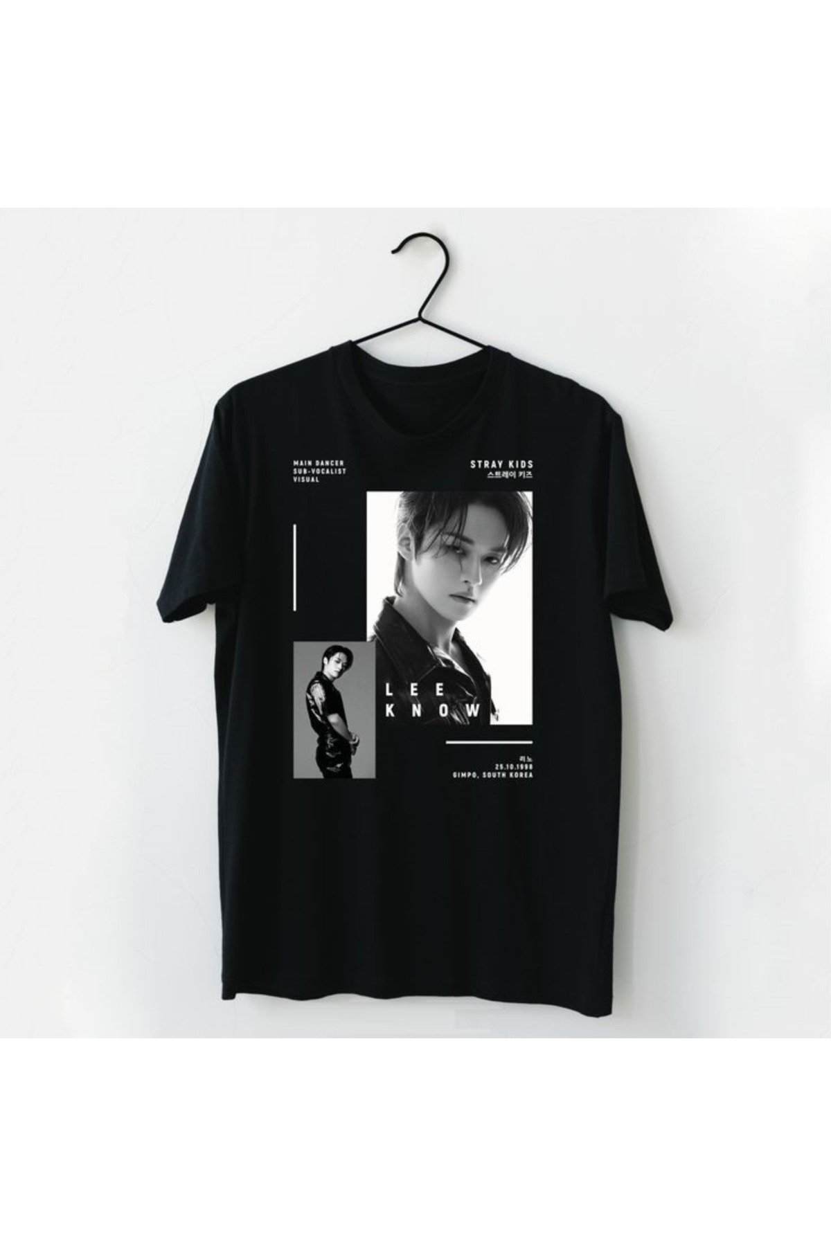 barsdepo LEE KNOW STRAY KIDS Baskılı Tişört, Oversize Unisex