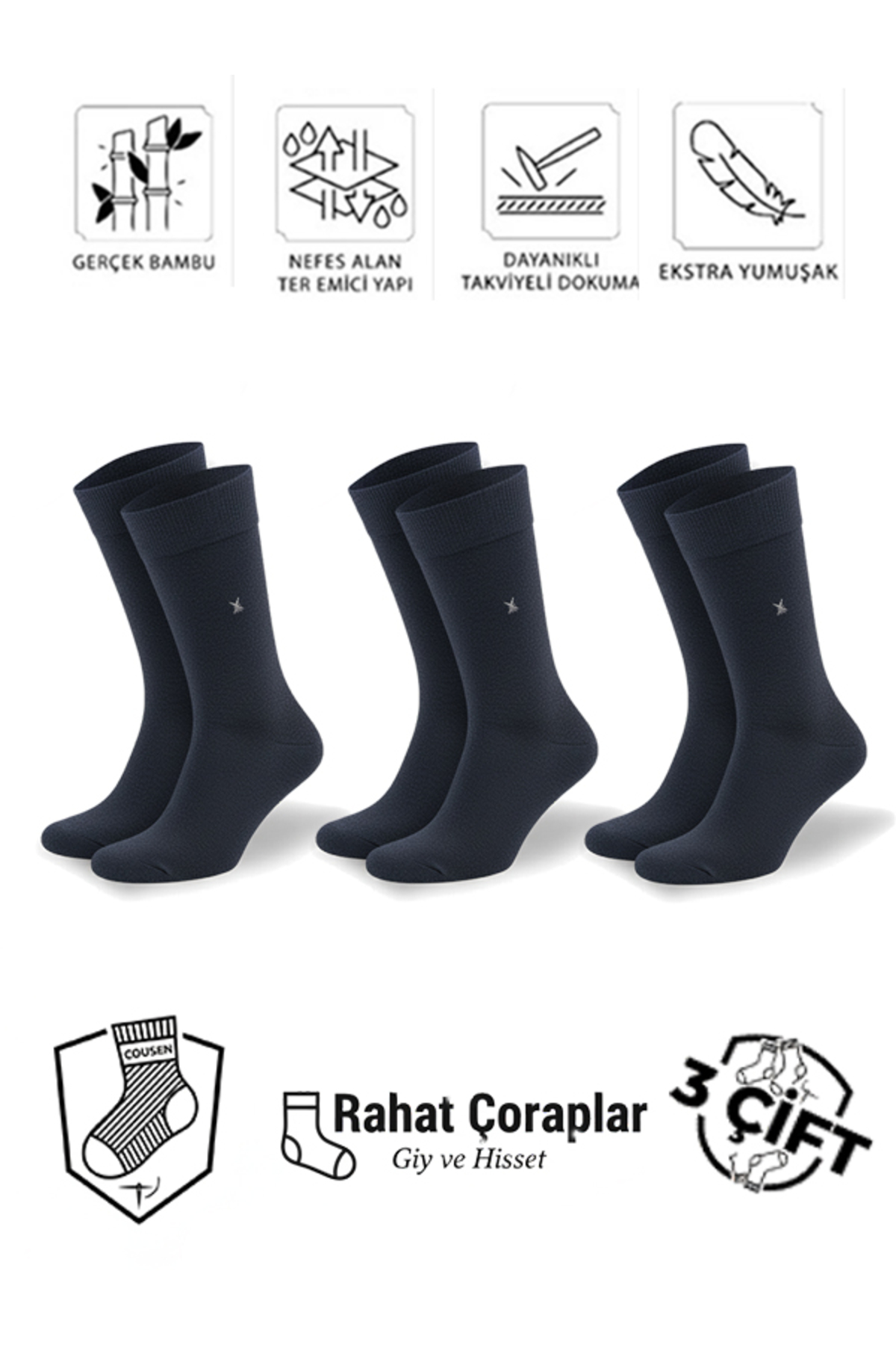 3-Pack Premium Men's Classic Long Socket Socks