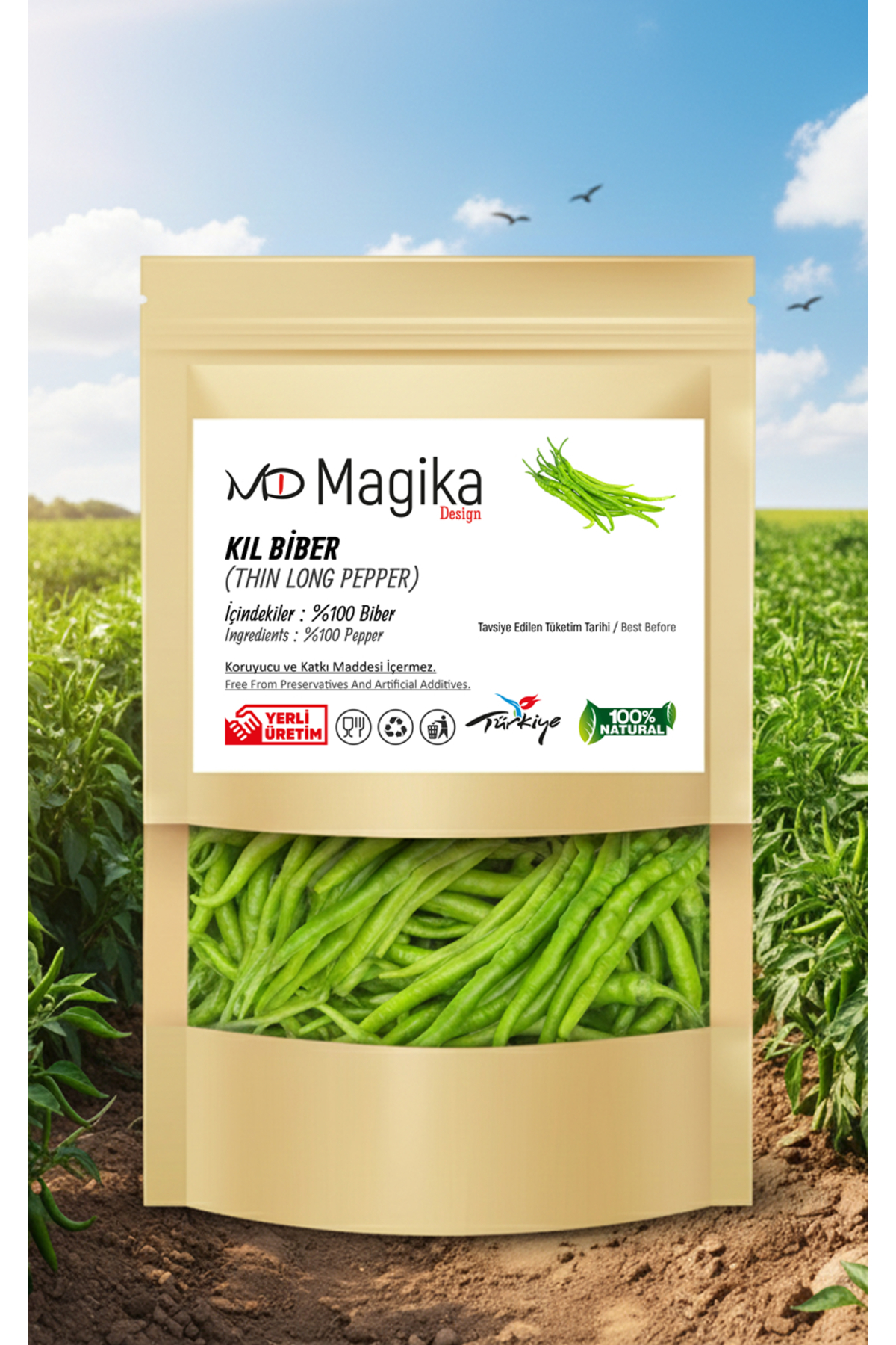 Magika Design Kıl Biber 1 KG - Taze Hasat - %100 Doğal, %100 Taze, %100 Yerli