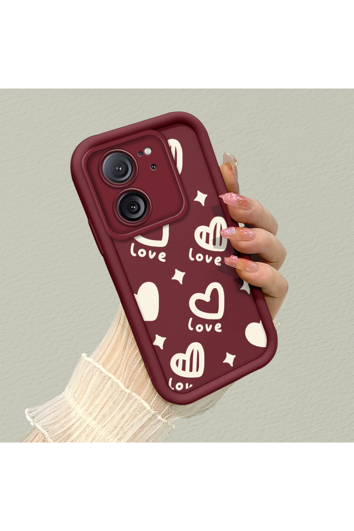 Xiaomi Mi 13T Pro/Mi 13T Compatible Silicone Material Shockproof Simple Claret Red Phone Case