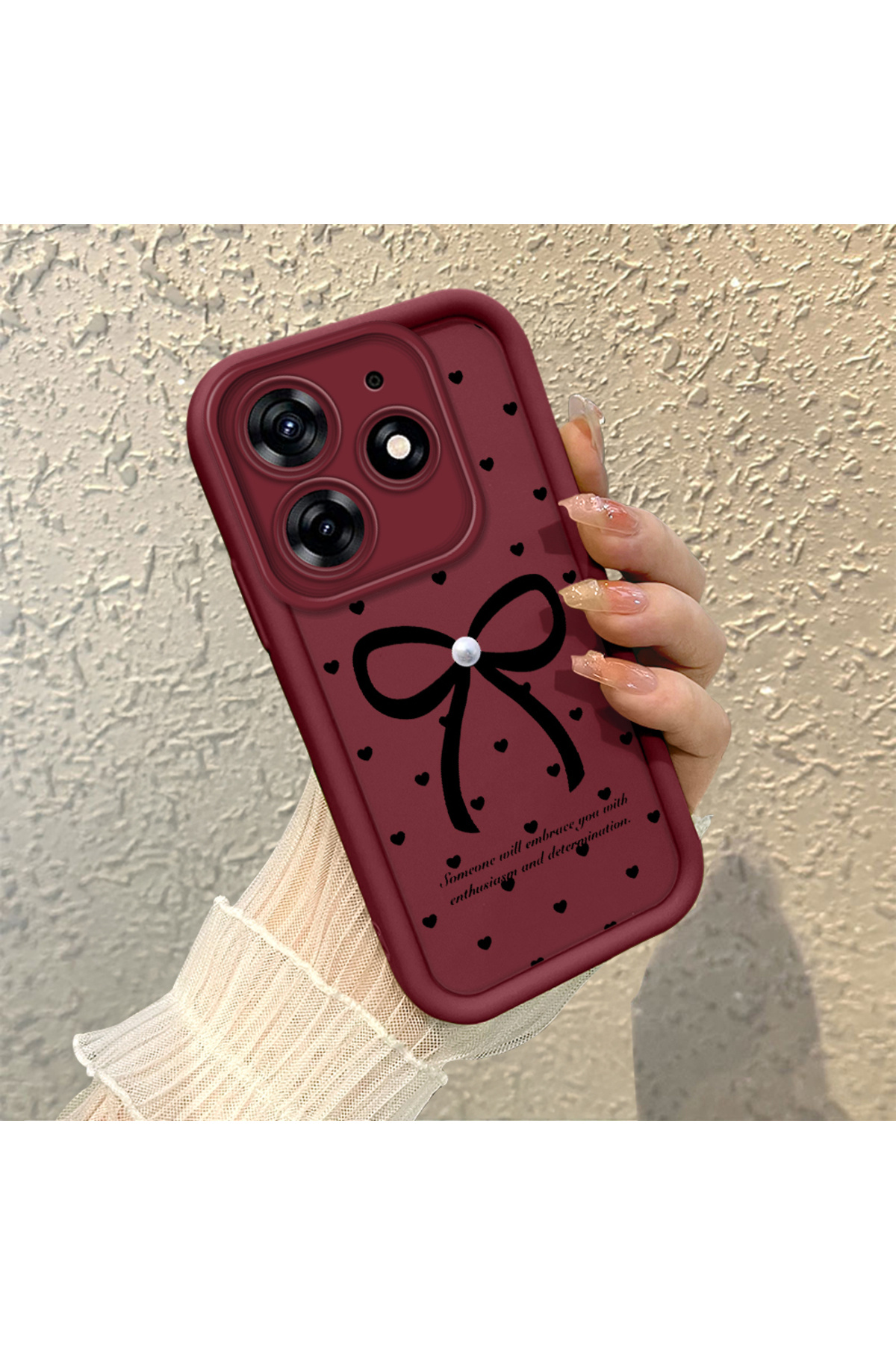 Tecno Spark 10 Pro 4G Compatible Silicone Material Shockproof Simple Burgundy Phone Case
