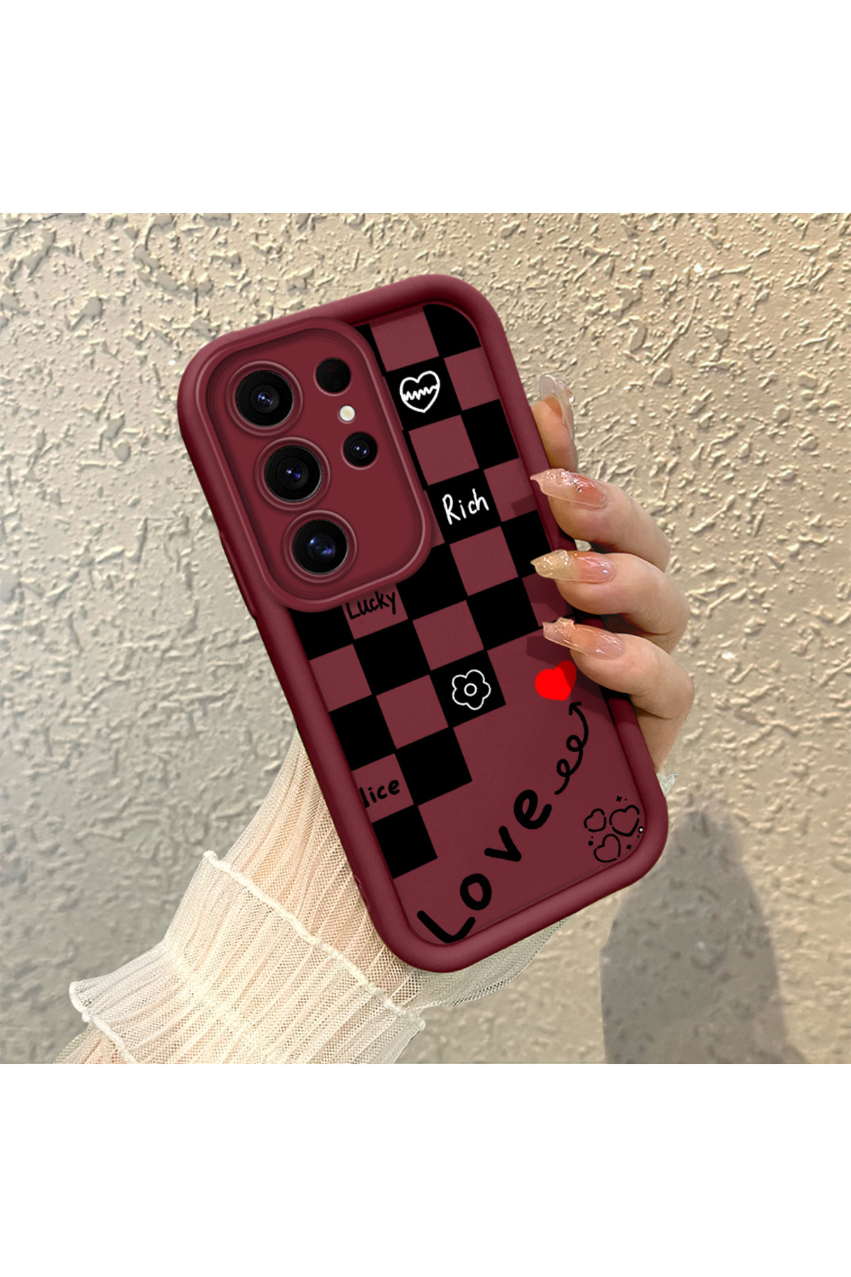 Samsung Galaxy S25 Ultra Compatible Silicone Material Shockproof Simple Claret Red Phone Case